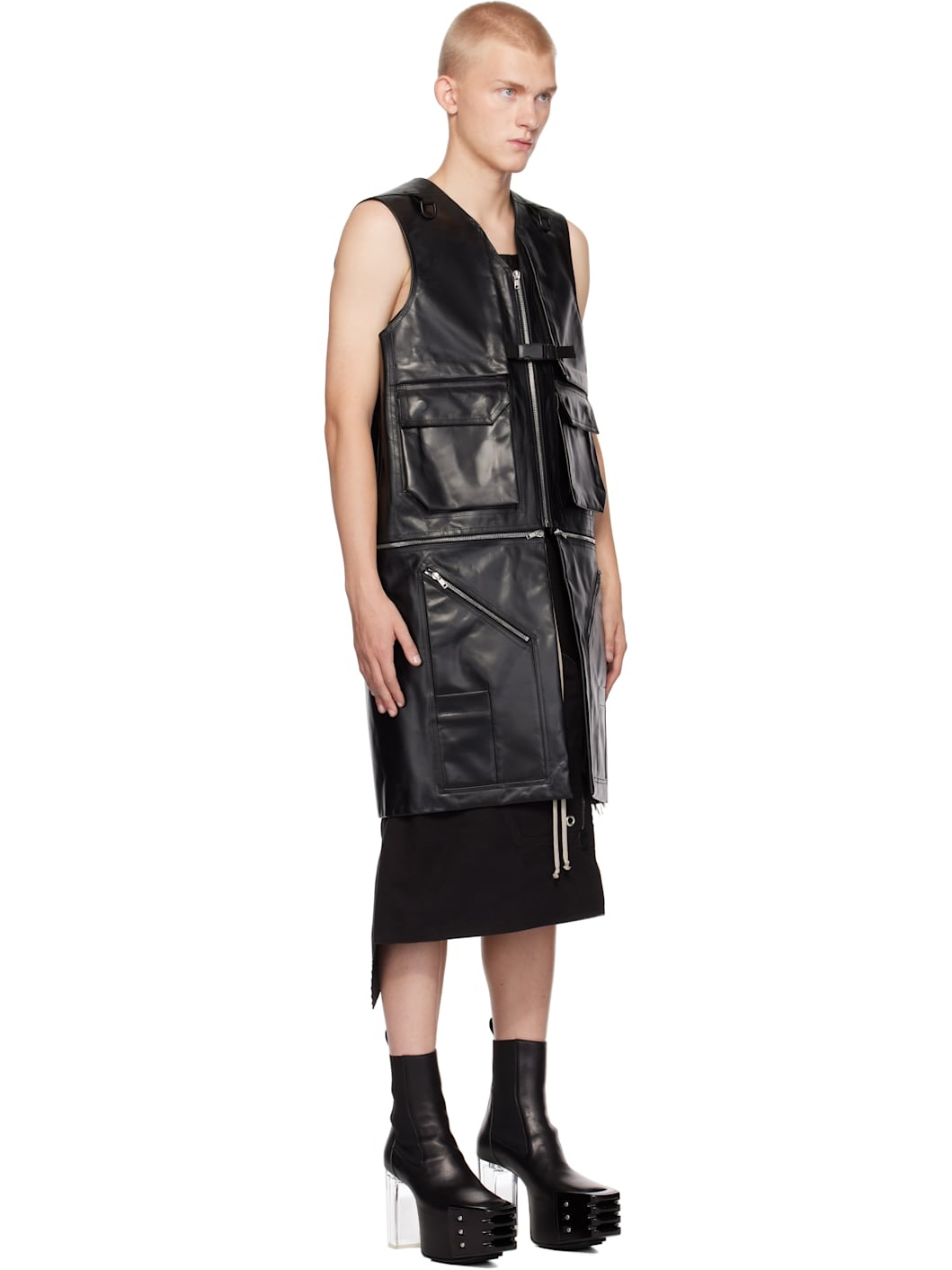 Black Porterville Utility Leather Vest - 2