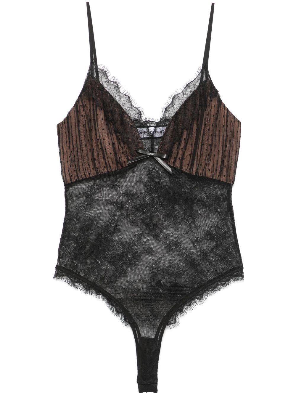 dot-pattern mesh bodysuit - 1