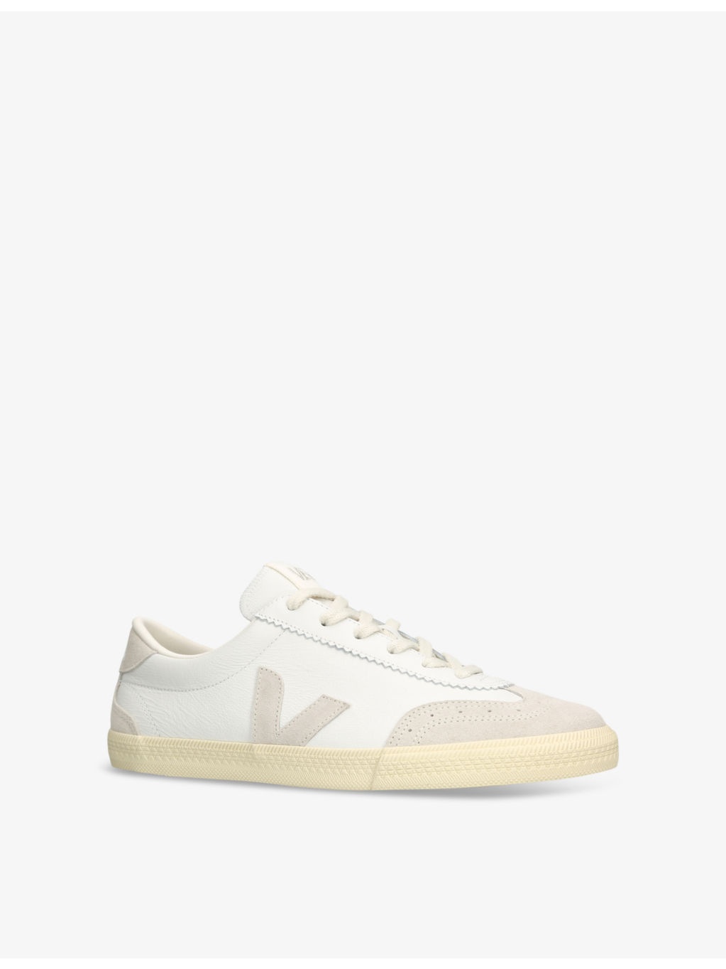 Volley logo-embroidered leather low-top trainers - 3