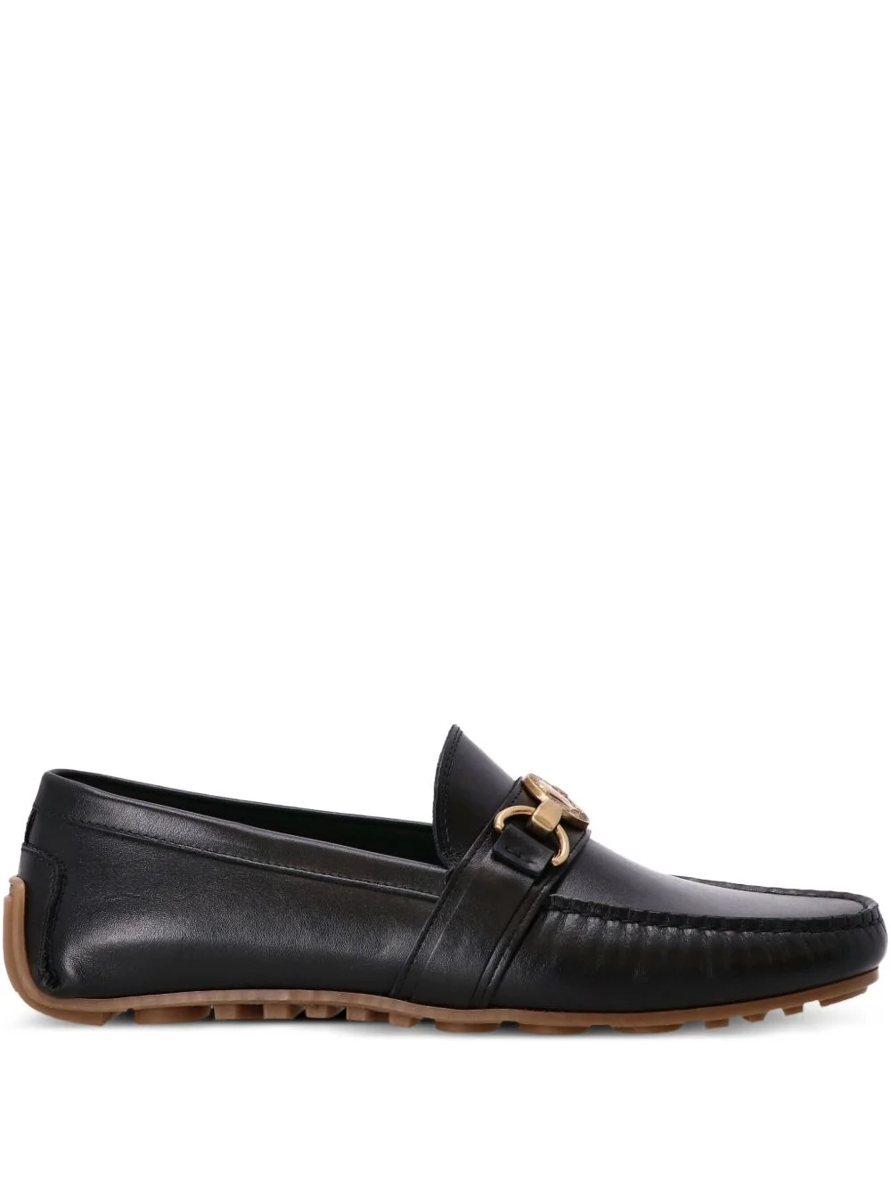 leather medallion-detail loafers - 1