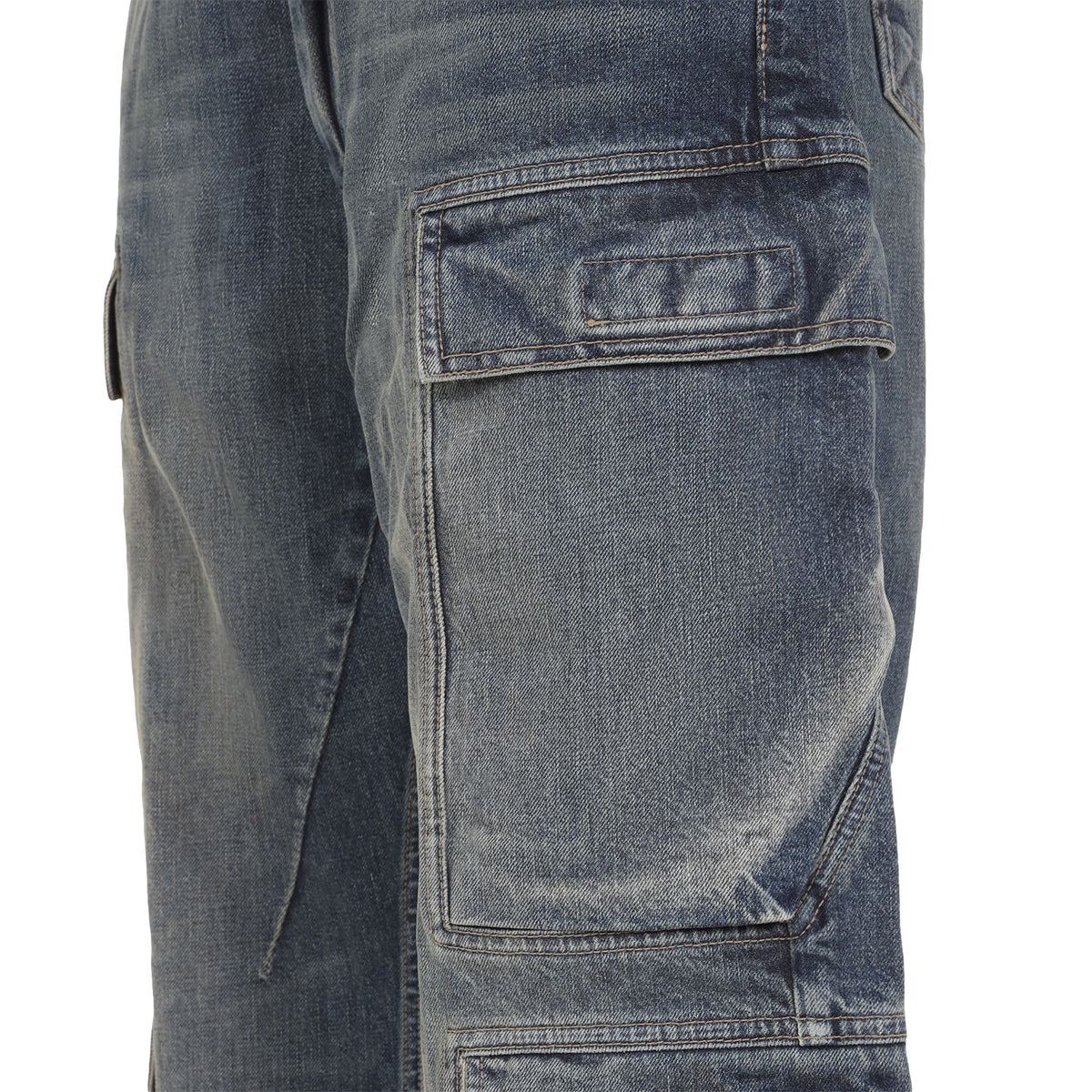 DOUBLE CARGO JEANS (WASHED INDIGO) - 3