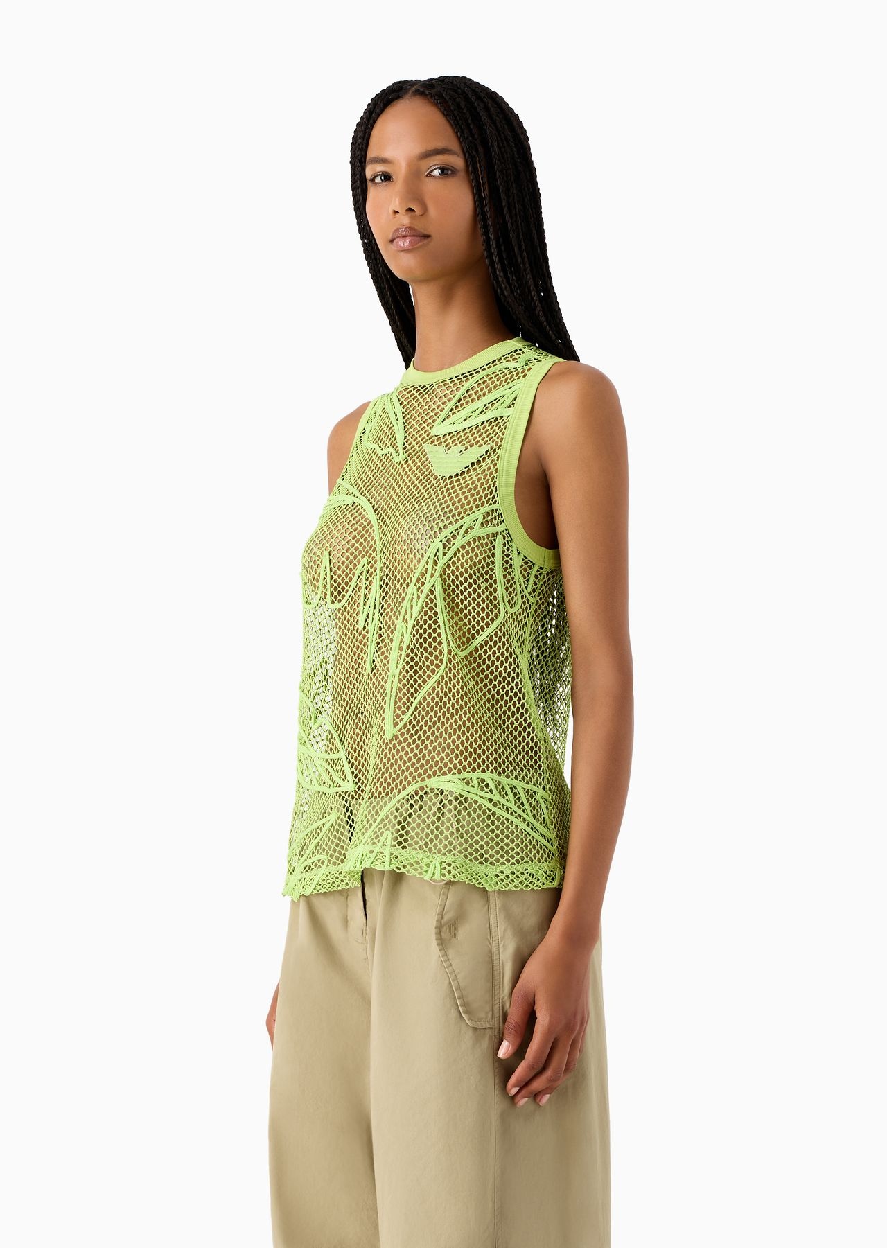 Emporio Armani Sustainability Values Capsule Collection recycled fabric mesh tank top - 2