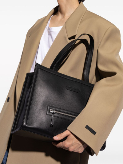 Lanvin logo-patch leather tote bag outlook