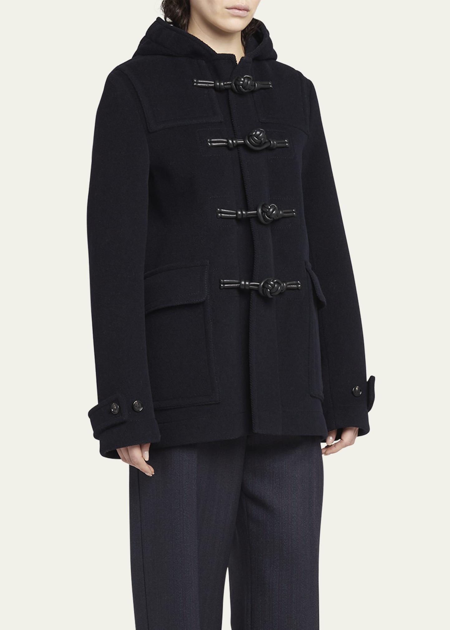 Knotted Wool Hood Coat - 4