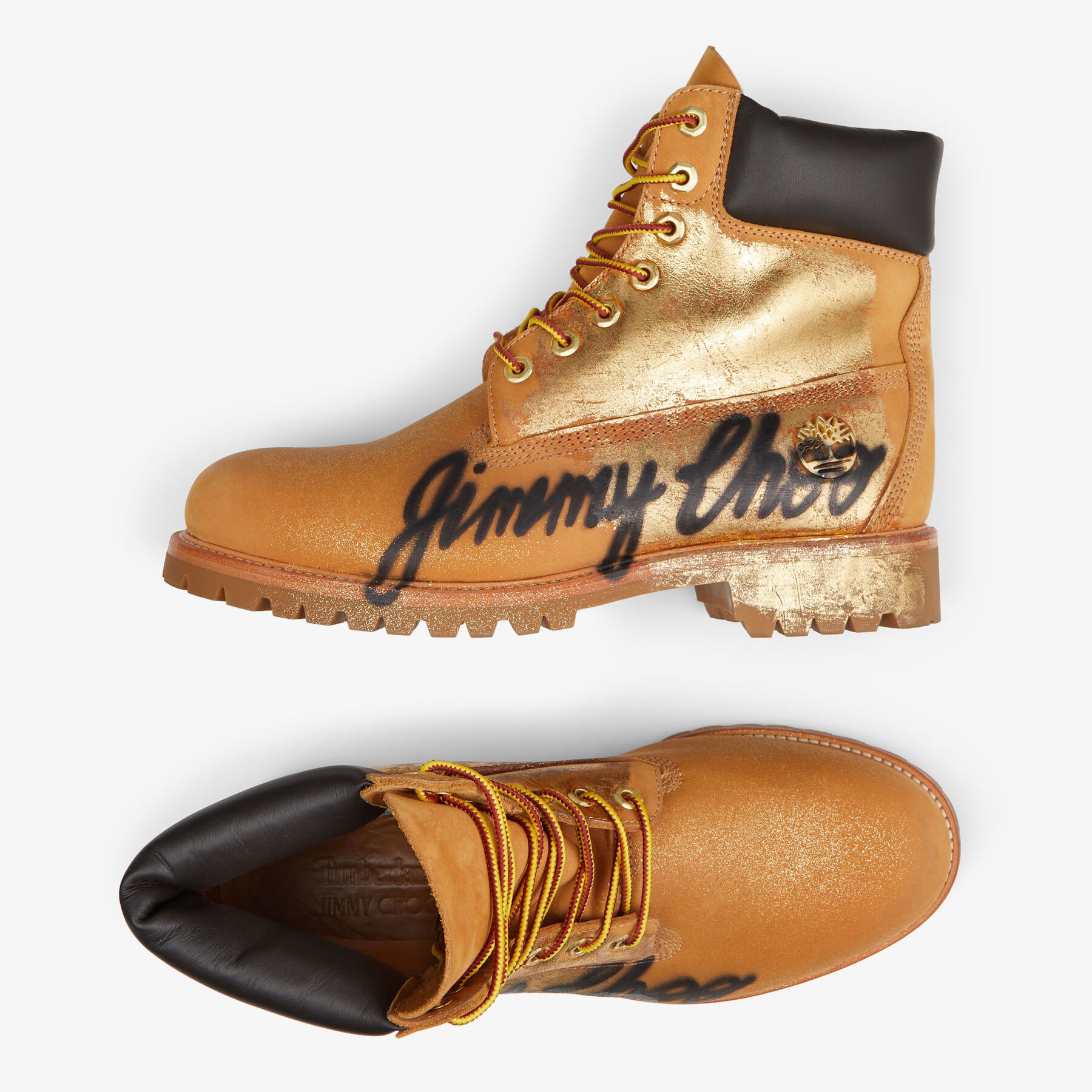 JIMMY CHOO X TIMBERLAND 6 INCH GRAFFITI BOOT
Wheat Timberland Nubuck Ankle Boots with Jimmy Choo Gra - 5