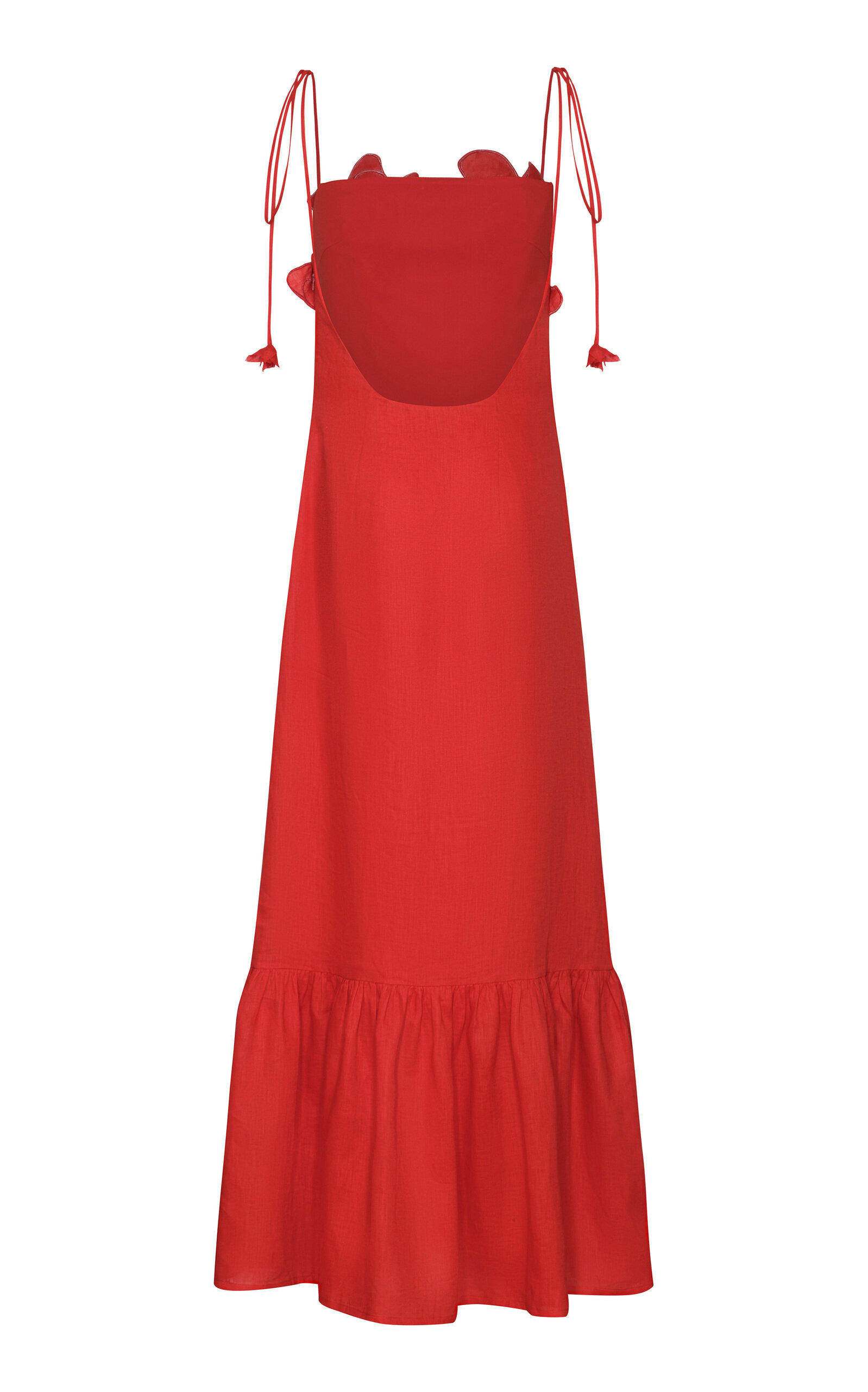 Poema Eterno Embroidered Linen Maxi Dress red - 4