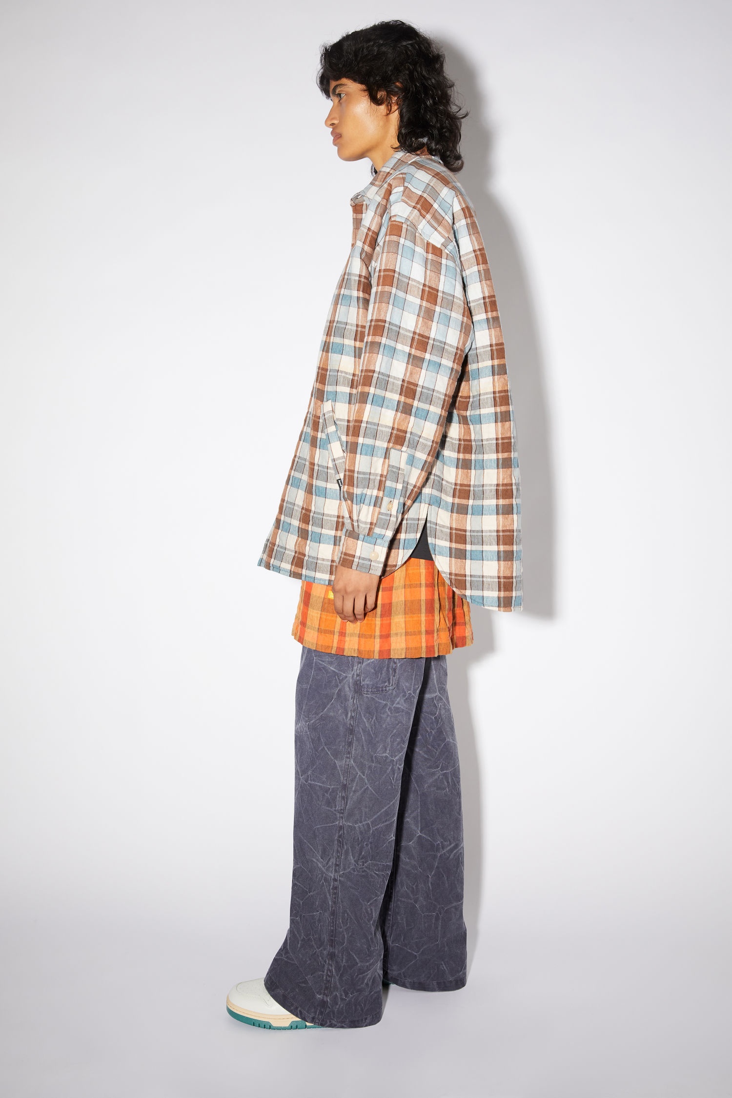 Oversized shirt - Blue/peach - 4