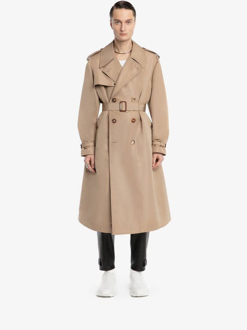 Alexander McQueen Mcqueen Graffiti Trench Coat in Black/beige outlook