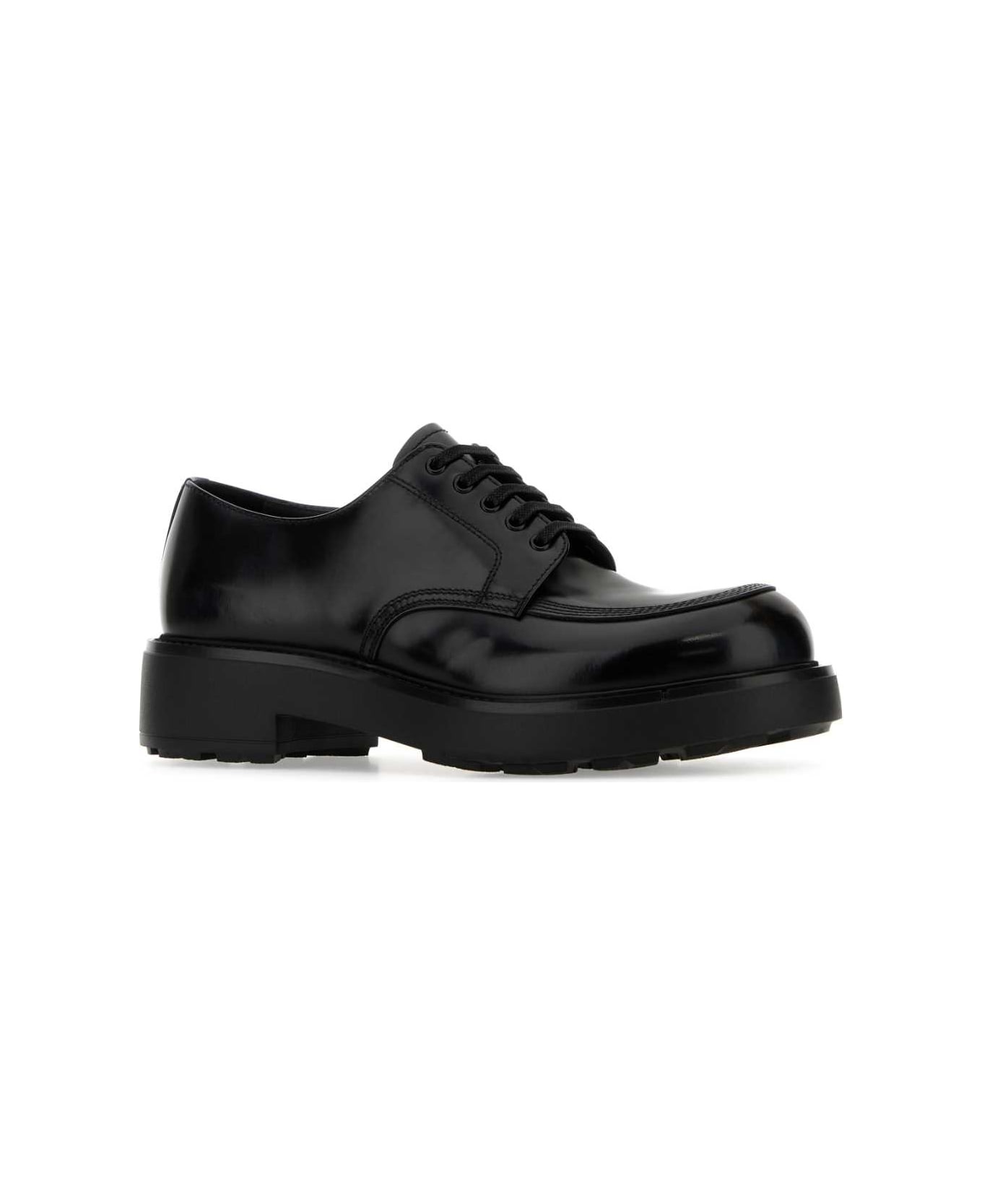 Black Leather Lace-up Shoes - 2