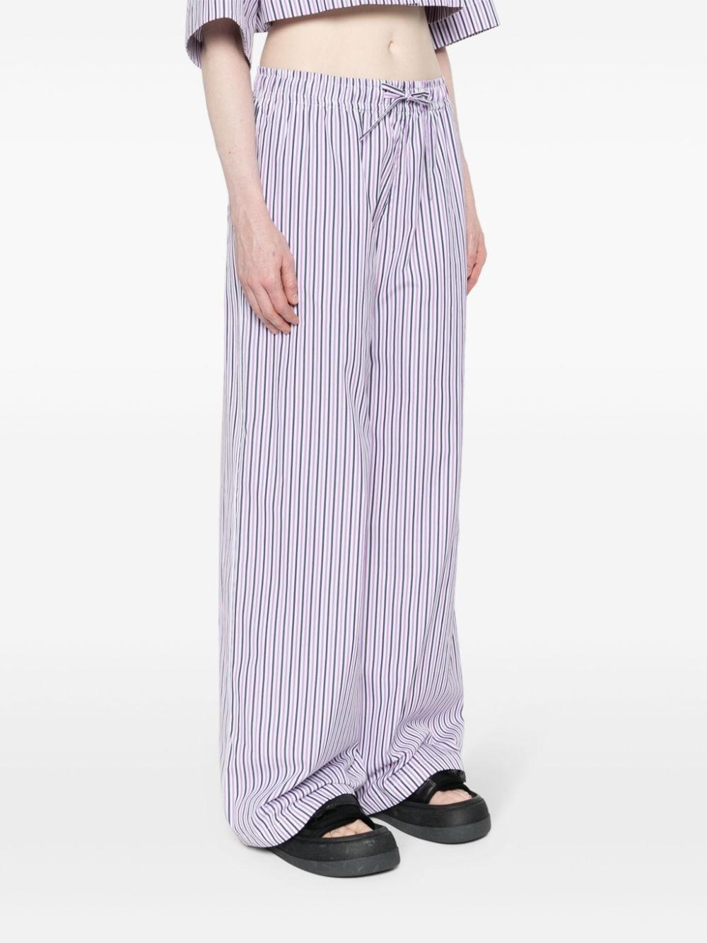 logo-tag striped straight trousers - 3