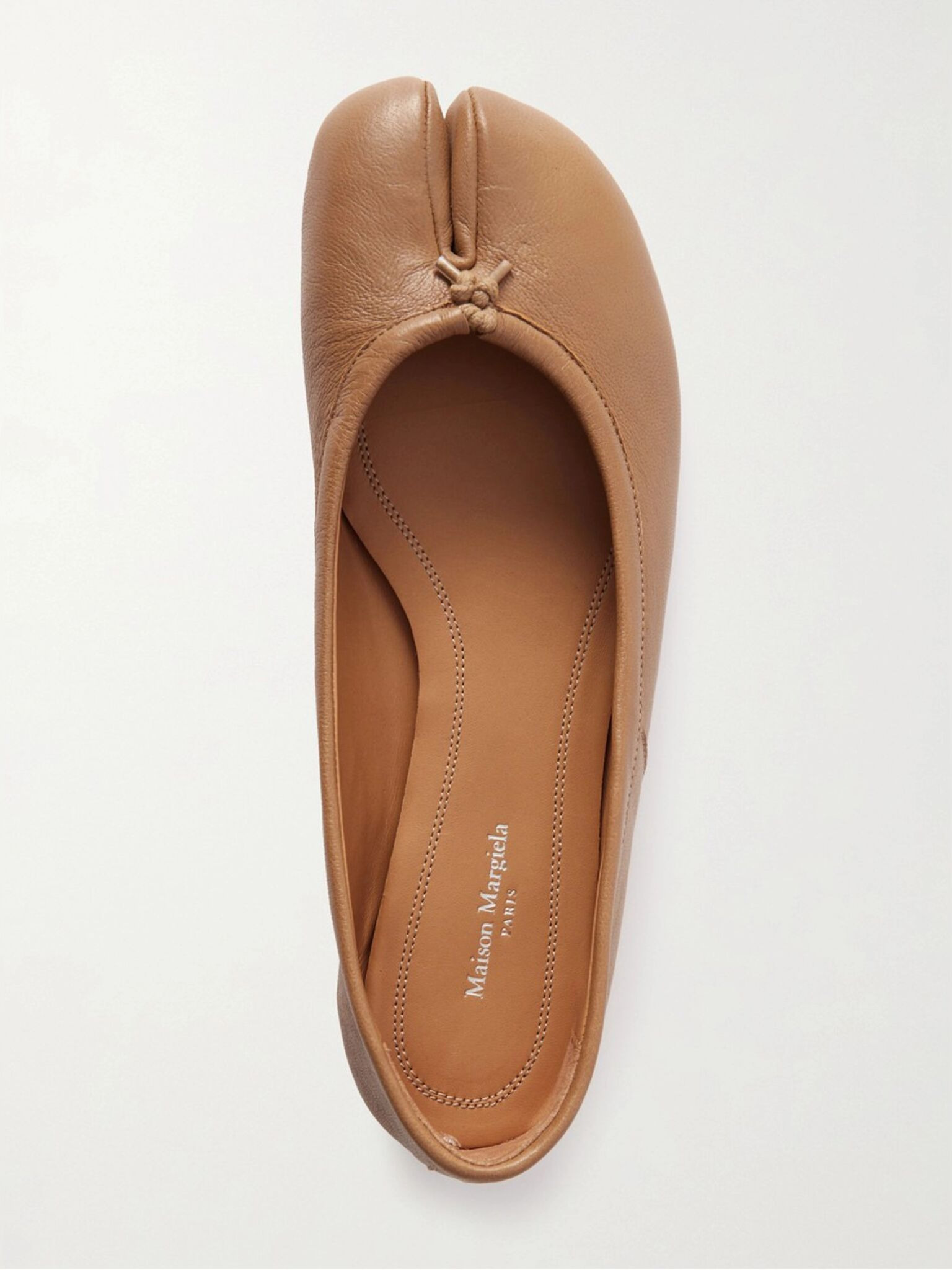 Tabi split-toe leather ballet flats Beige - 1