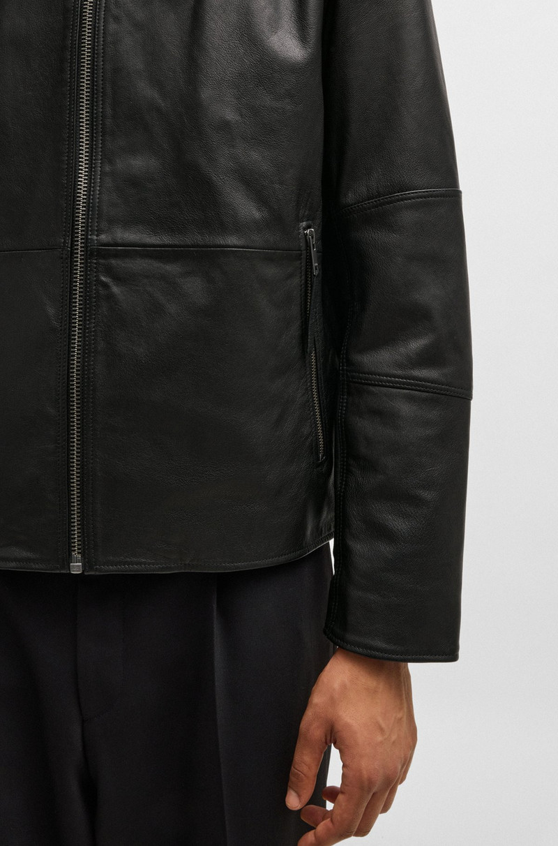 SLIM-FIT JACKET IN LEATHER WITH STAND COLLAR 6