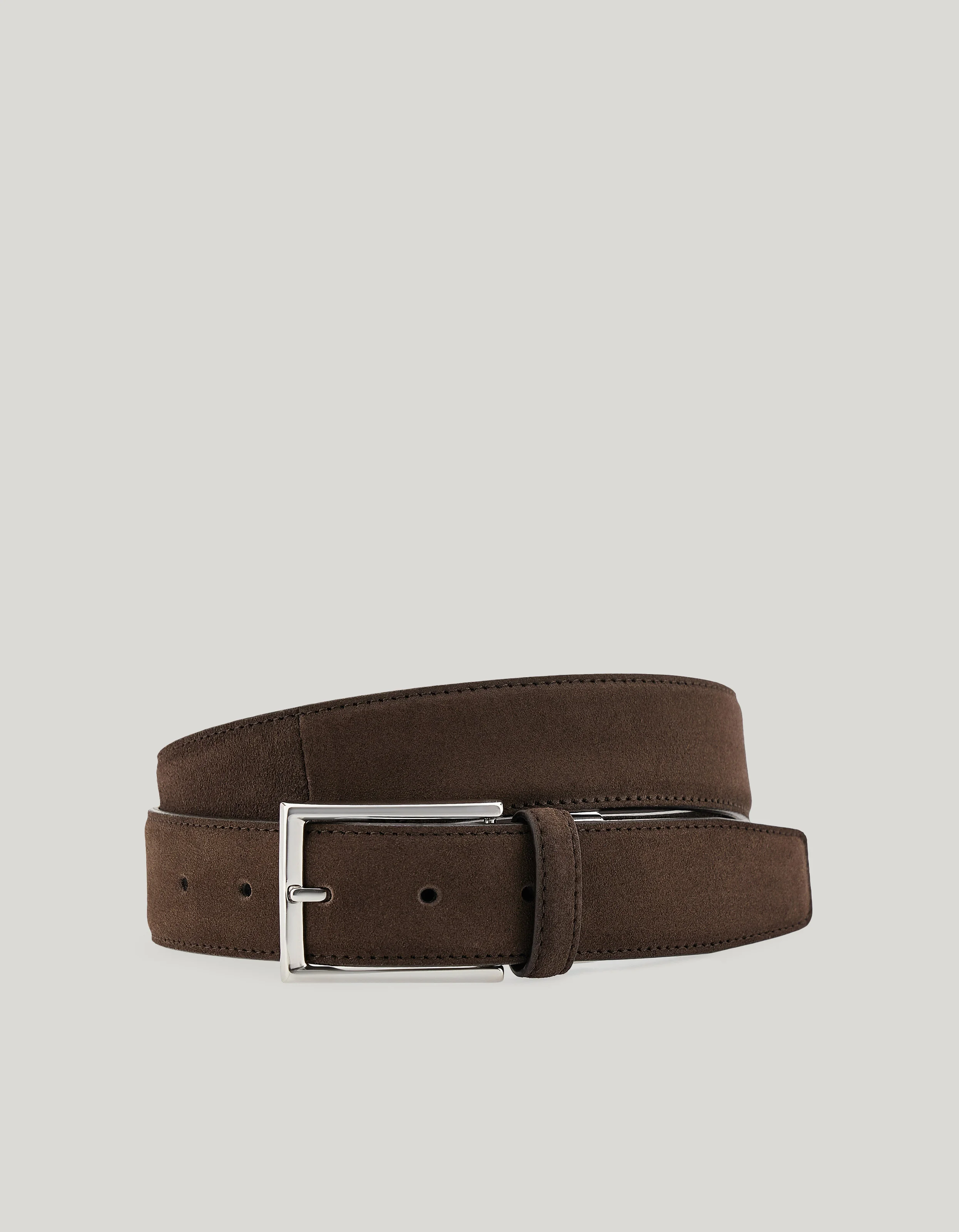 DARK BROWN SUEDE CALFSKIN BELT - 1