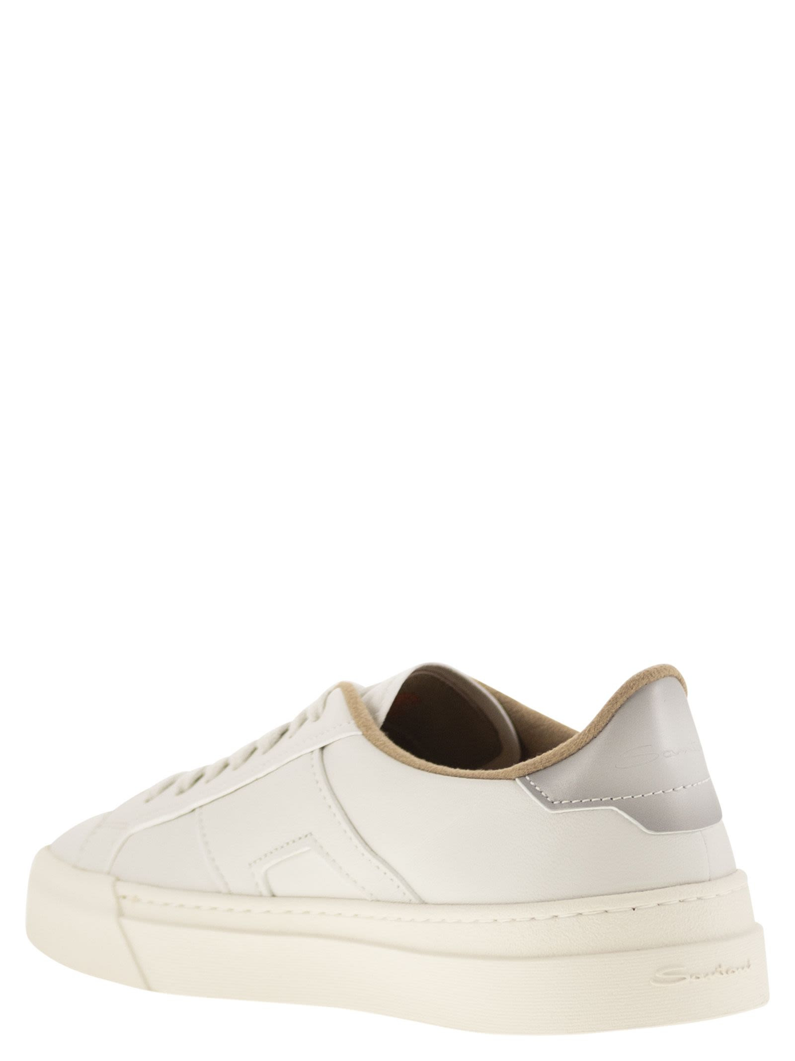 Santoni Men Tumbled Leather Double Buckle Trainer - 3