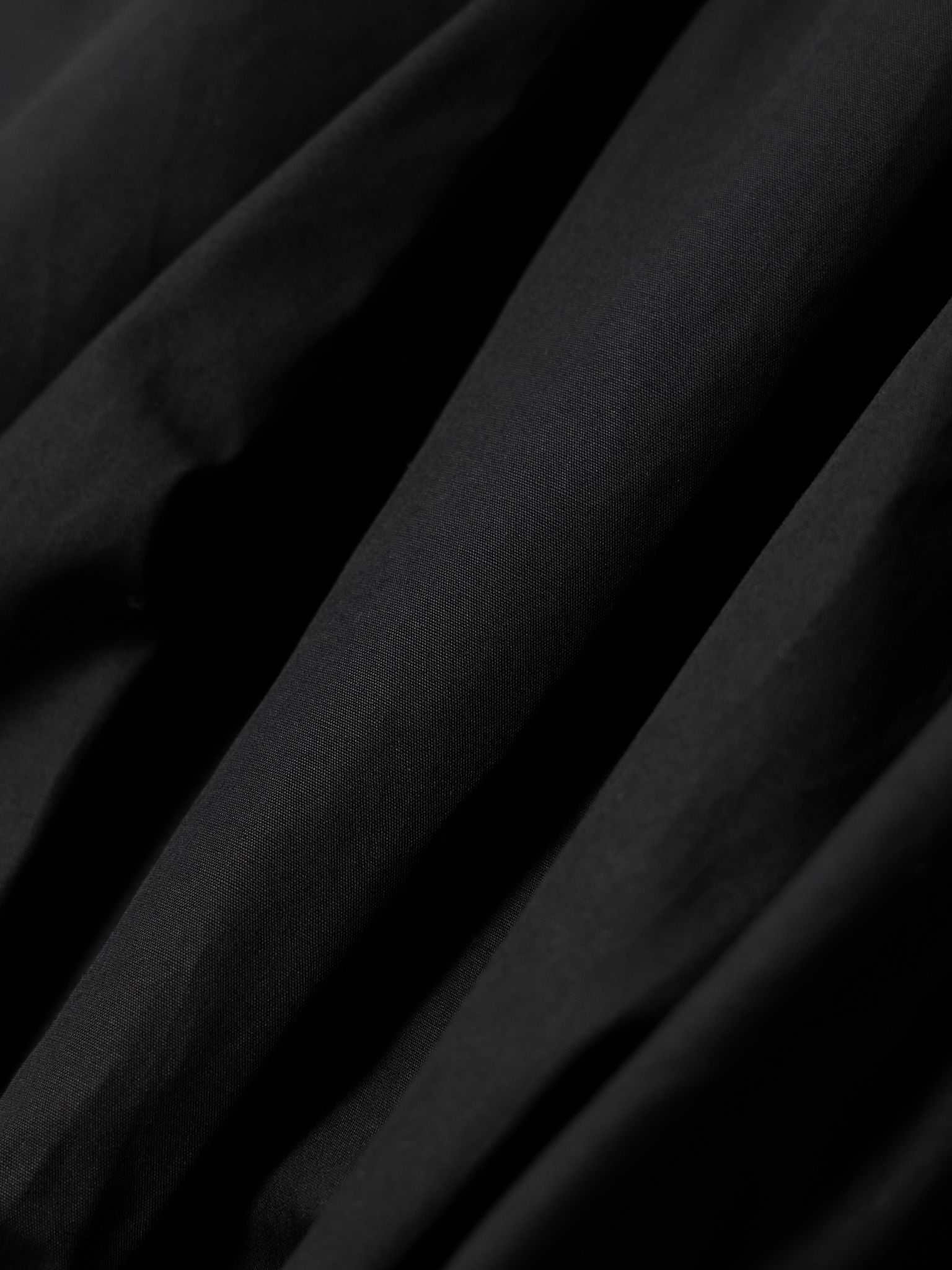 Cropped gathered organic cotton-poplin and stretch-knit top Black - 4