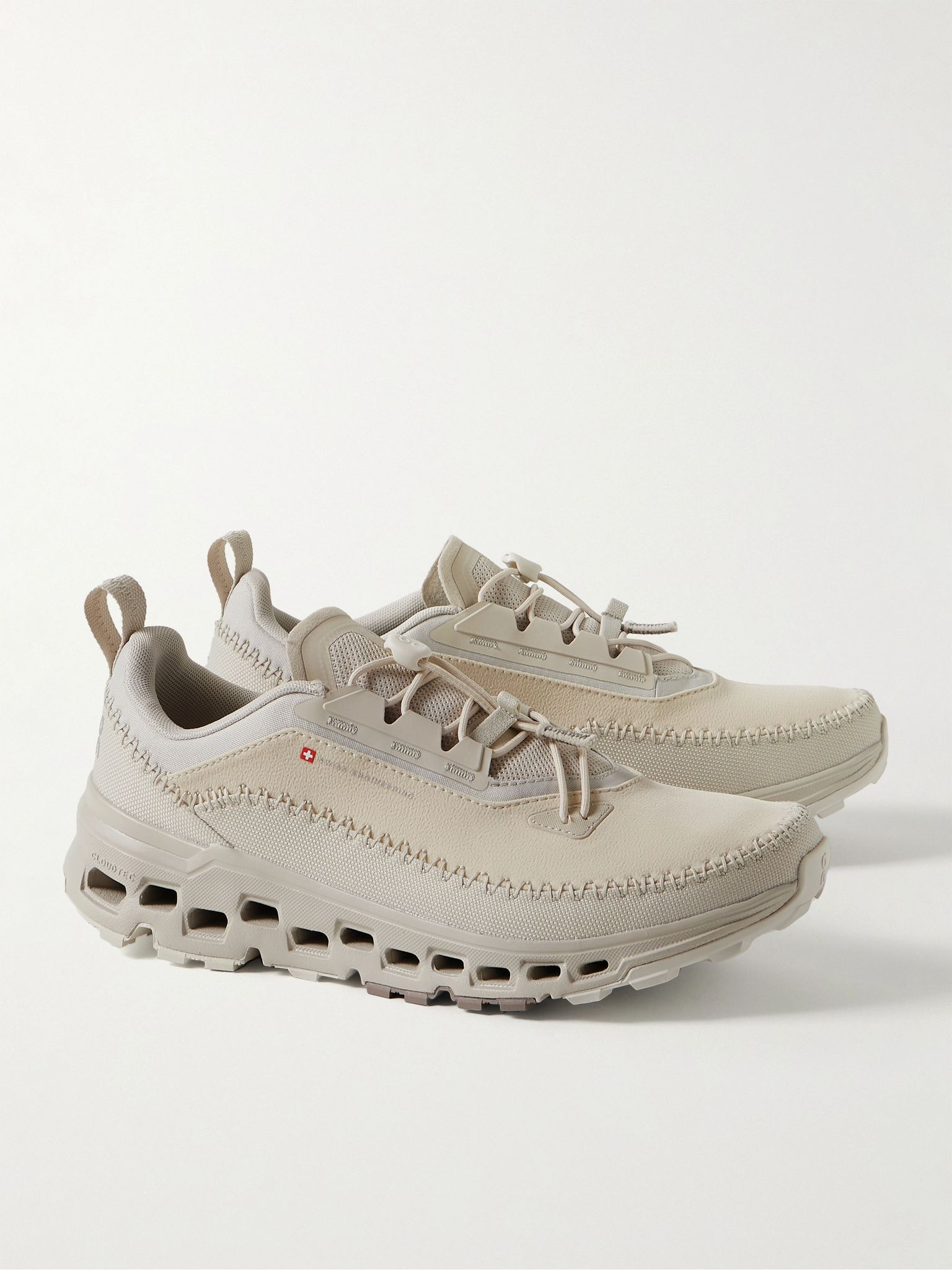 Cloudaway 2 Rubber-Trimmed Coated Recycled-Shell and Mesh Sneakers Ecru - 4
