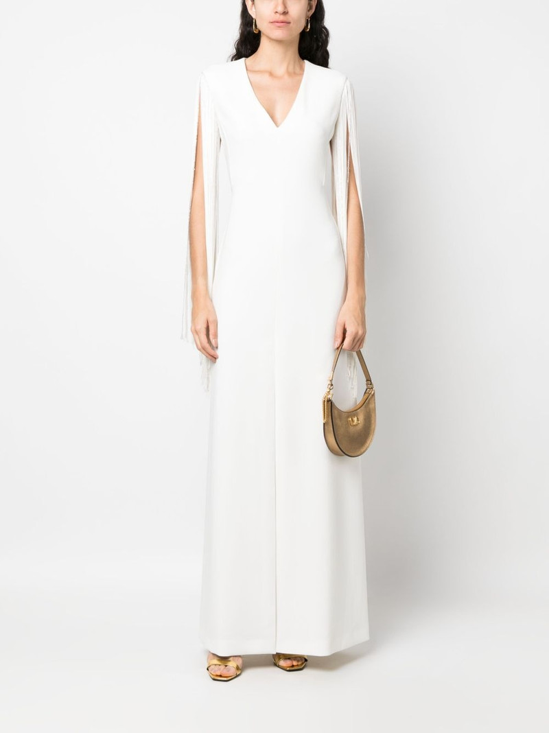 Max Mara V-neck fringed cady dress outlook