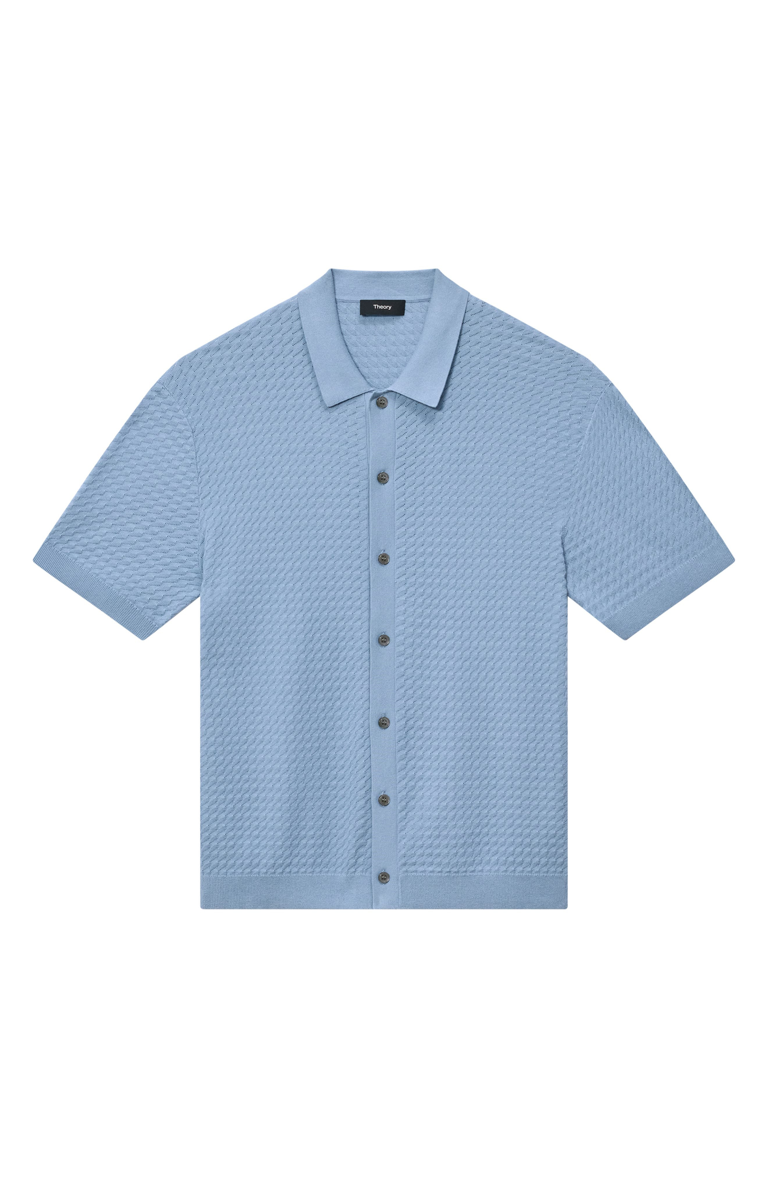 Theory Cairn Short Sleeve Organic Cotton Button-Up Shirt in Rainstorm at Nordstrom - 5