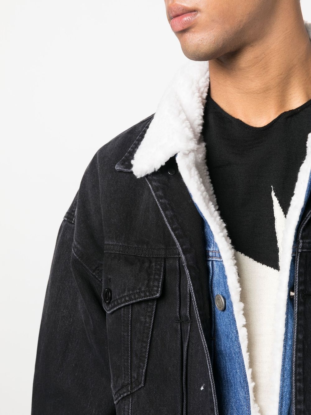 layered denim jacket - 5