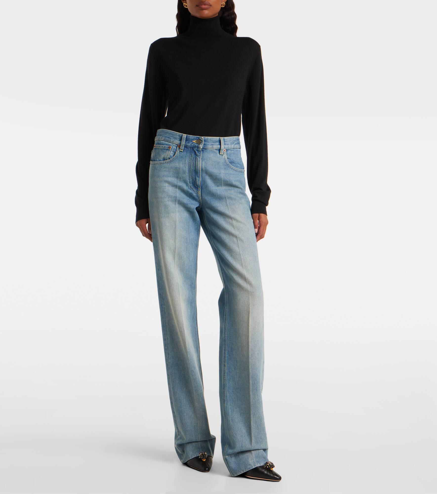 Low-rise wide-leg jeans - 7