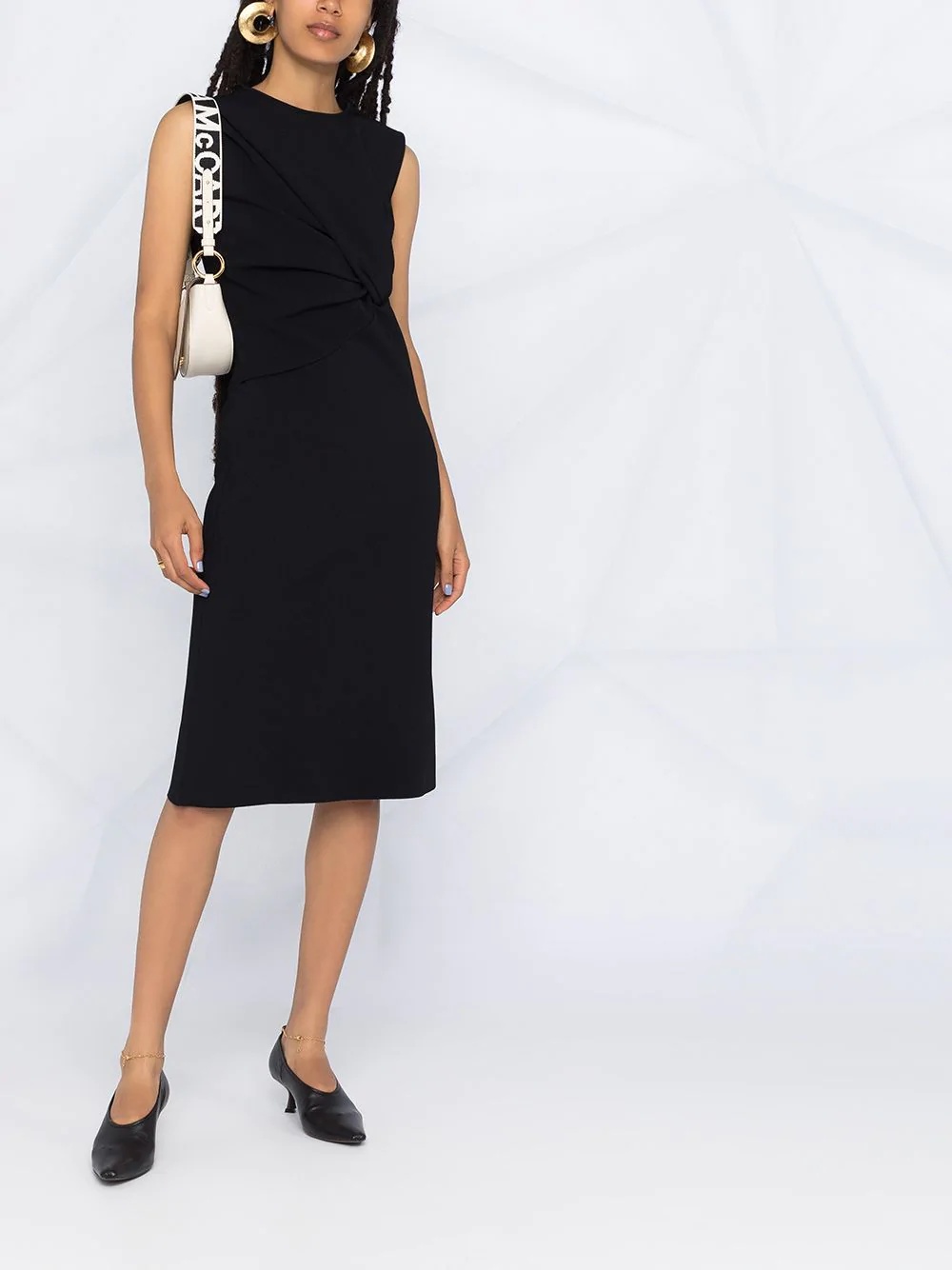 fitted black dress with twist knot detail - 2