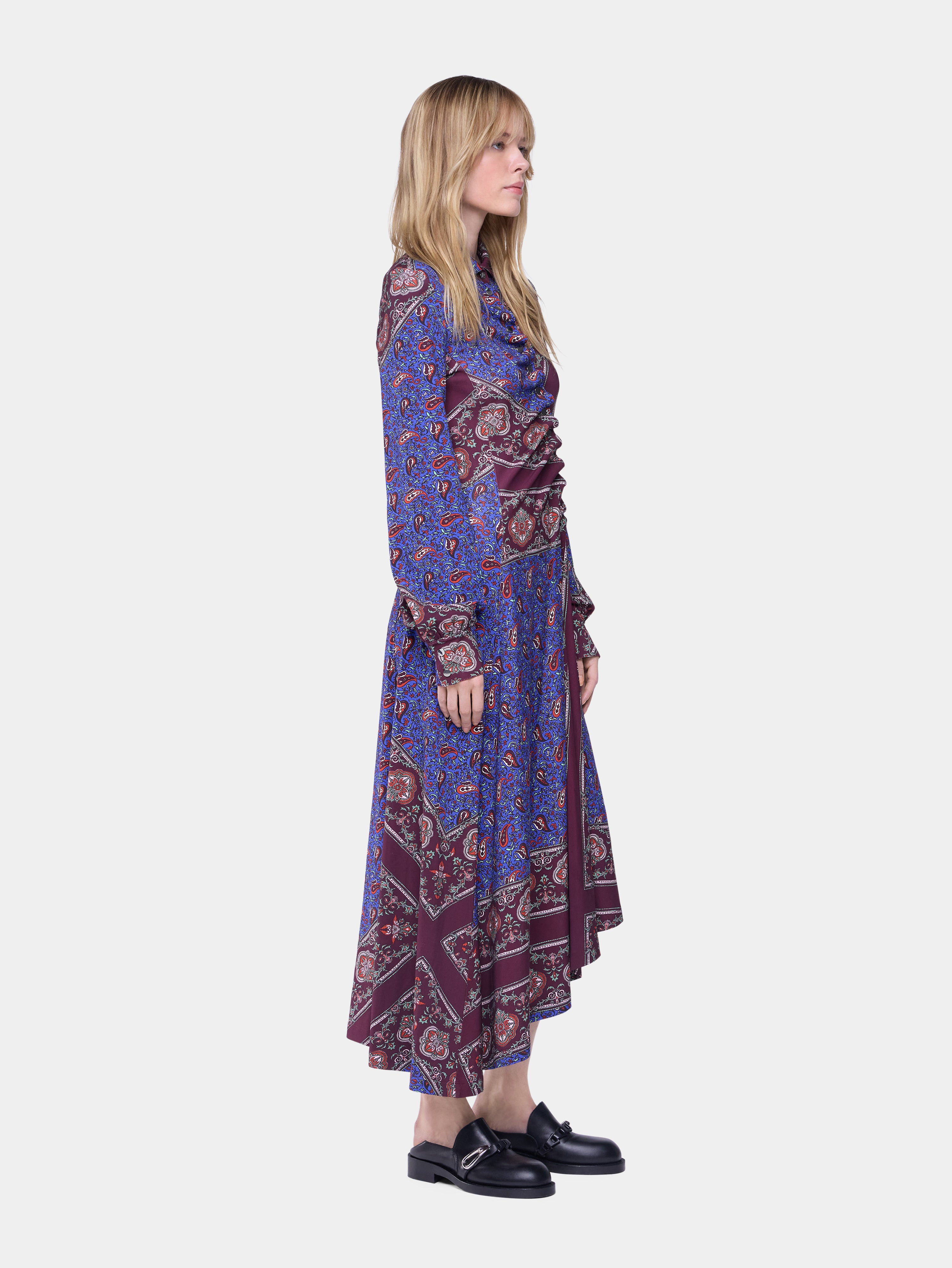 DRAPED MIDI DRESS IN PRINTED JERSEY - 2