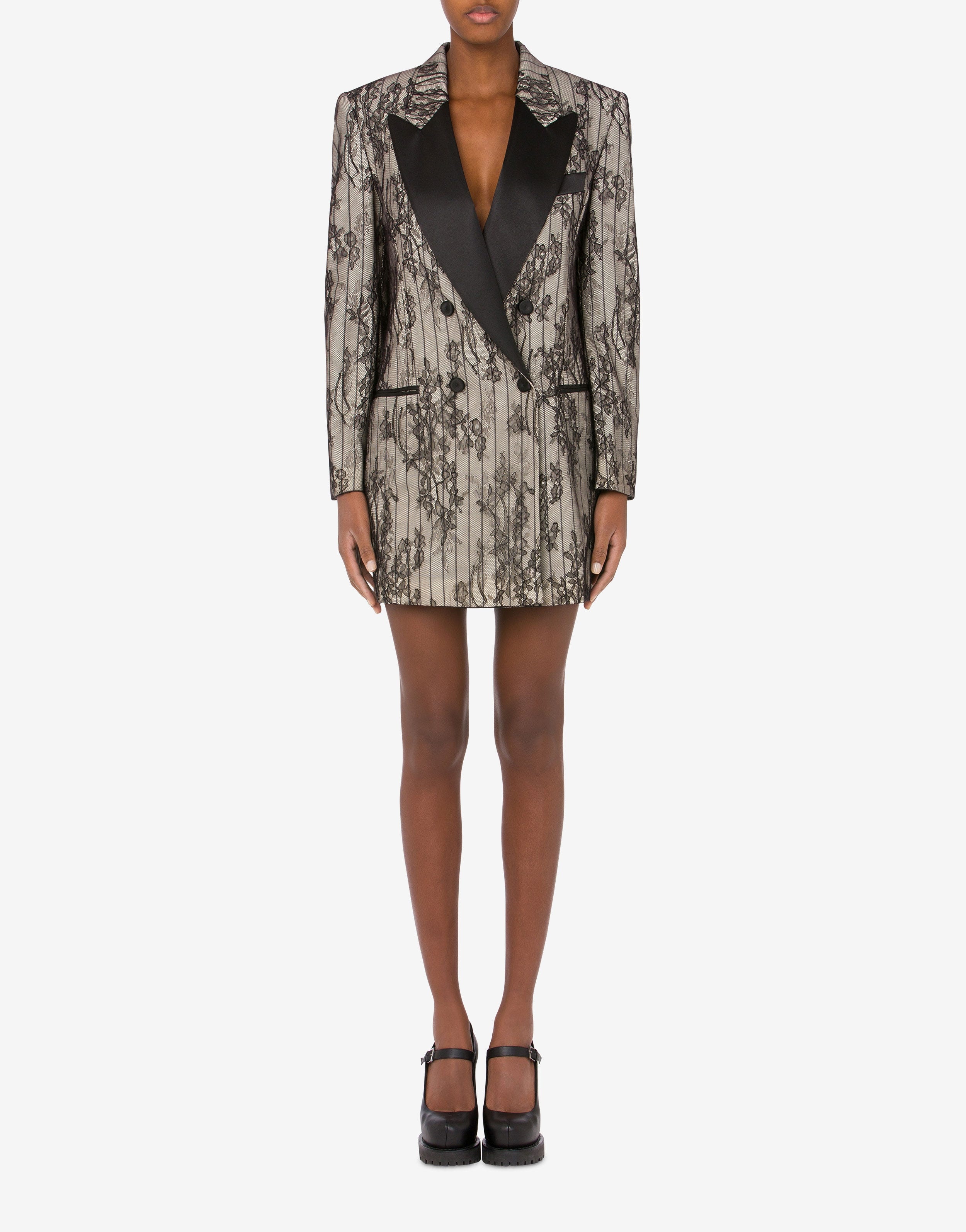 LACE STRIPED ROBE MANTEAU DRESS - 2