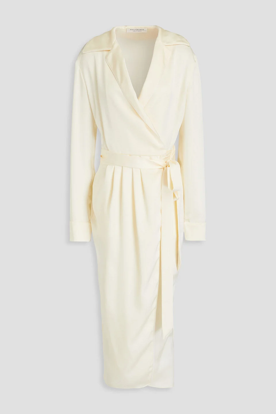 Pleated satin wrap dress - 1