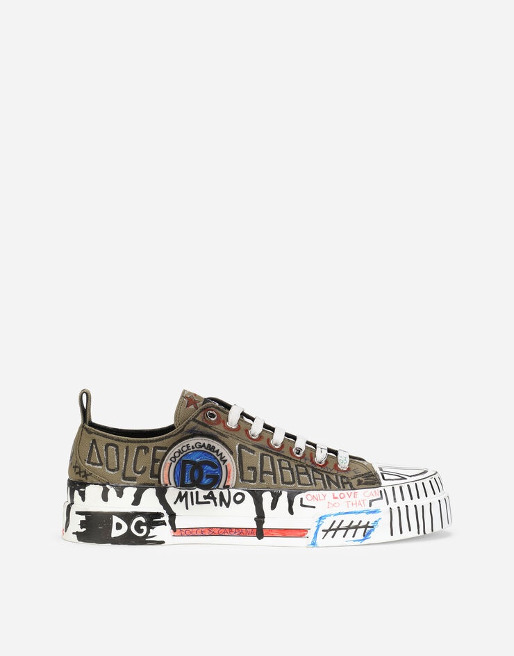 Hand-painted graffiti canvas Portofino Light sneakers - 1