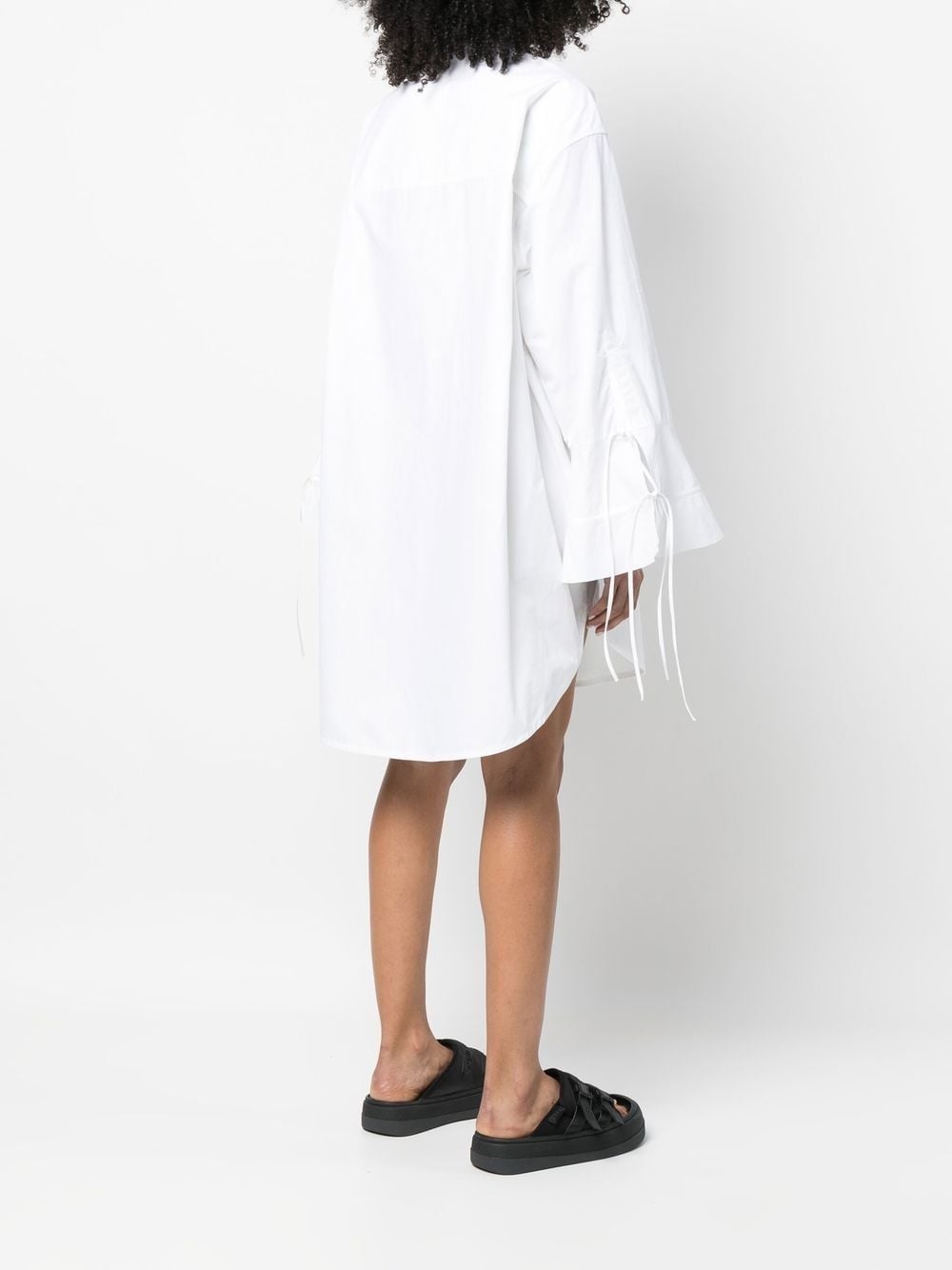 flared-sleeve shirt dress - 4