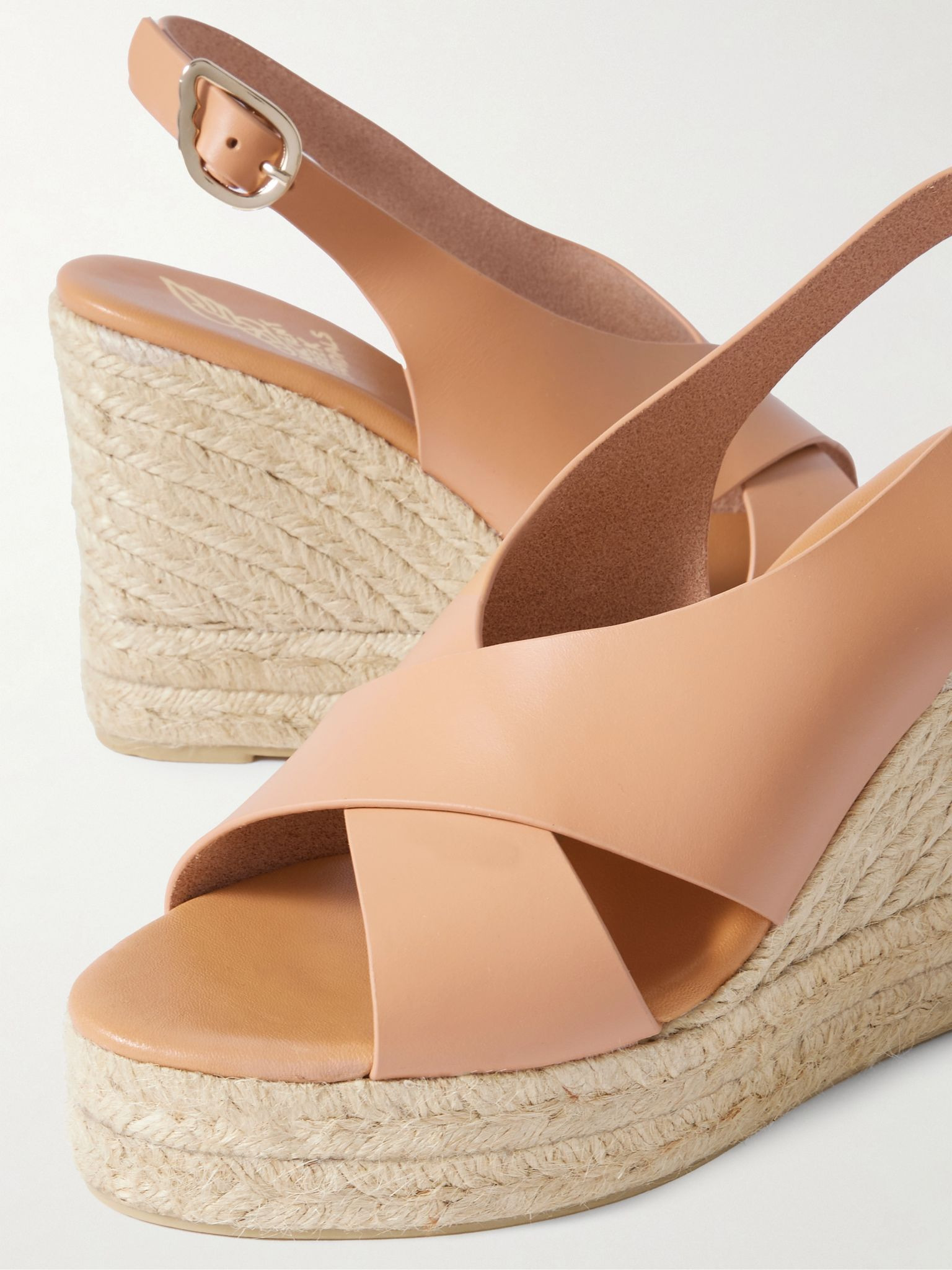 Maria leather espadrille wedge sandals Tan - 4