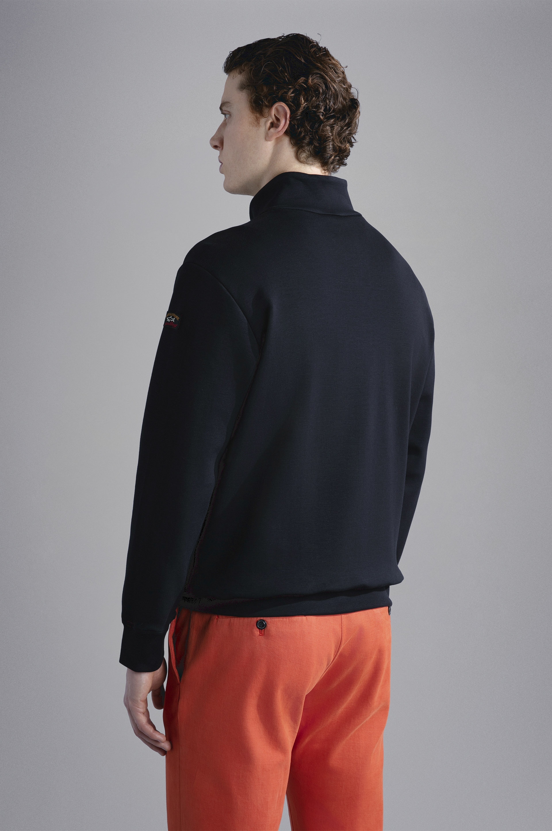 COTTON ZIPPED SWEATSHIRT WITH CONTRASTING DETAILS - 3