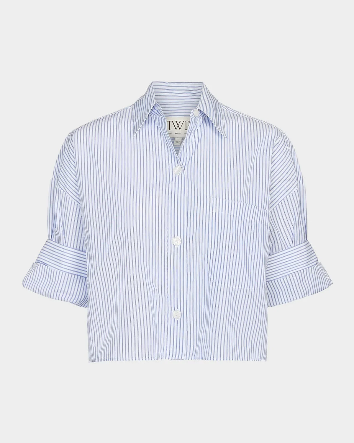 Next Ex Cropped Shirt in Micro Hairline Stripe - 1