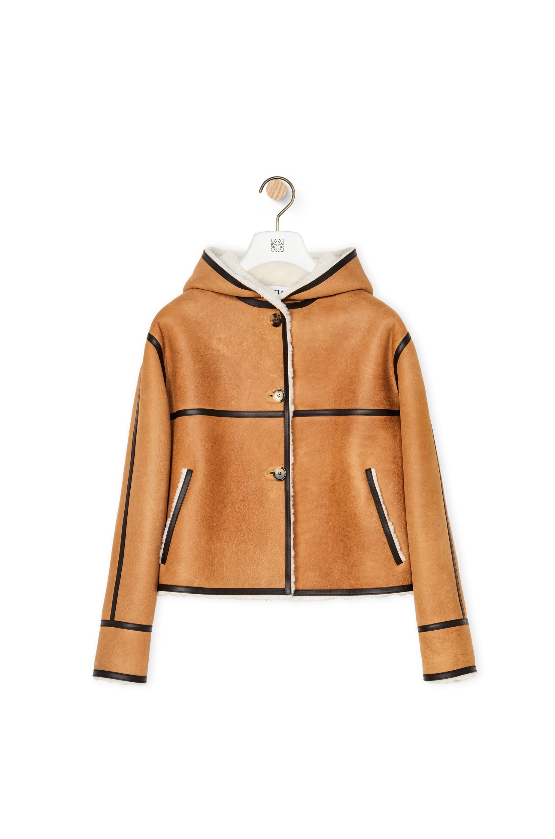 Hooded jacket in shearling - 1