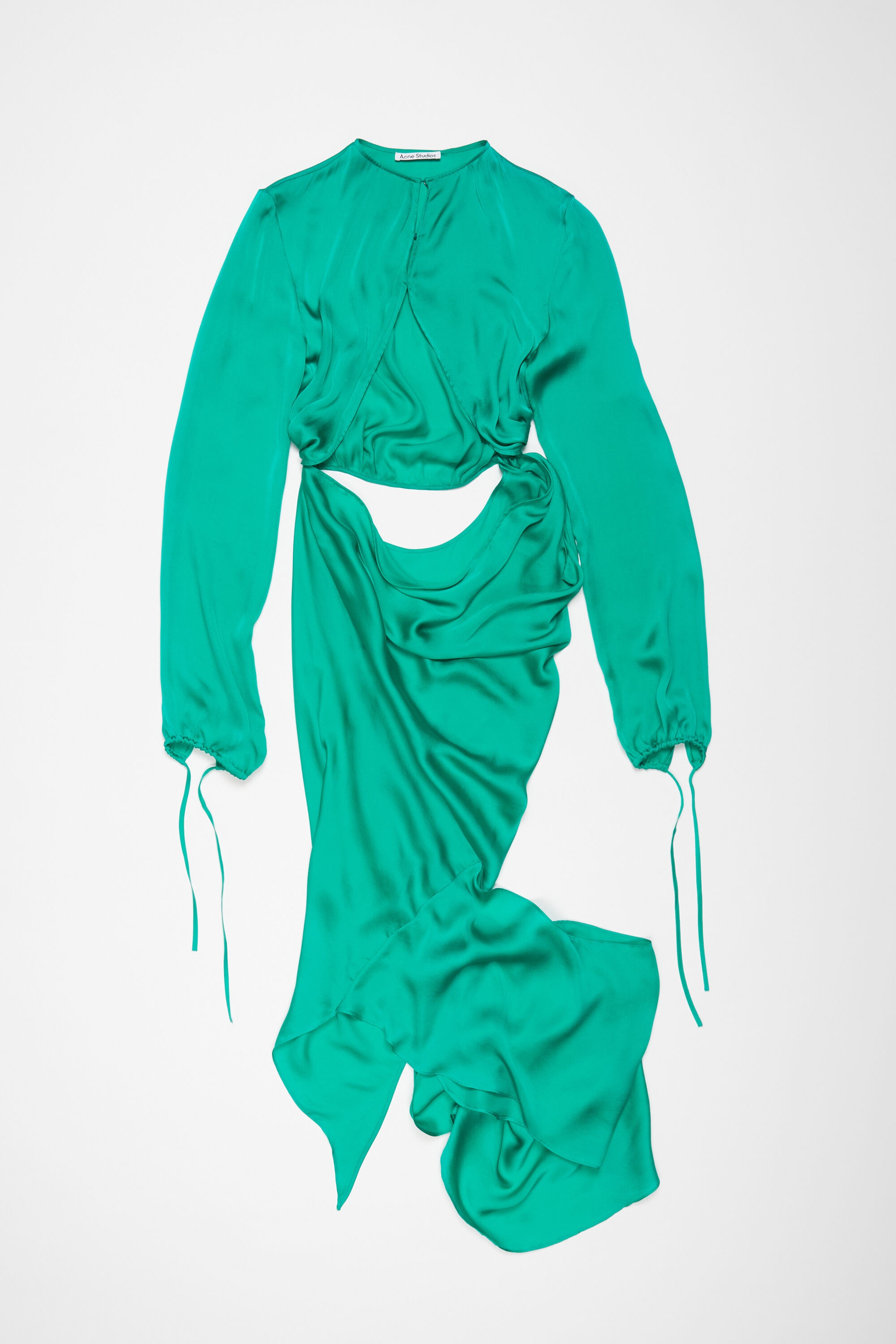 Silk cut-out dress - Jade green - 1