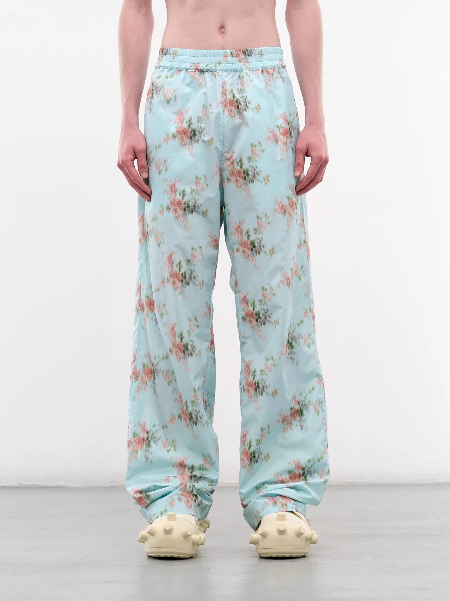 Blurry Floral Print Basic Pants - 1