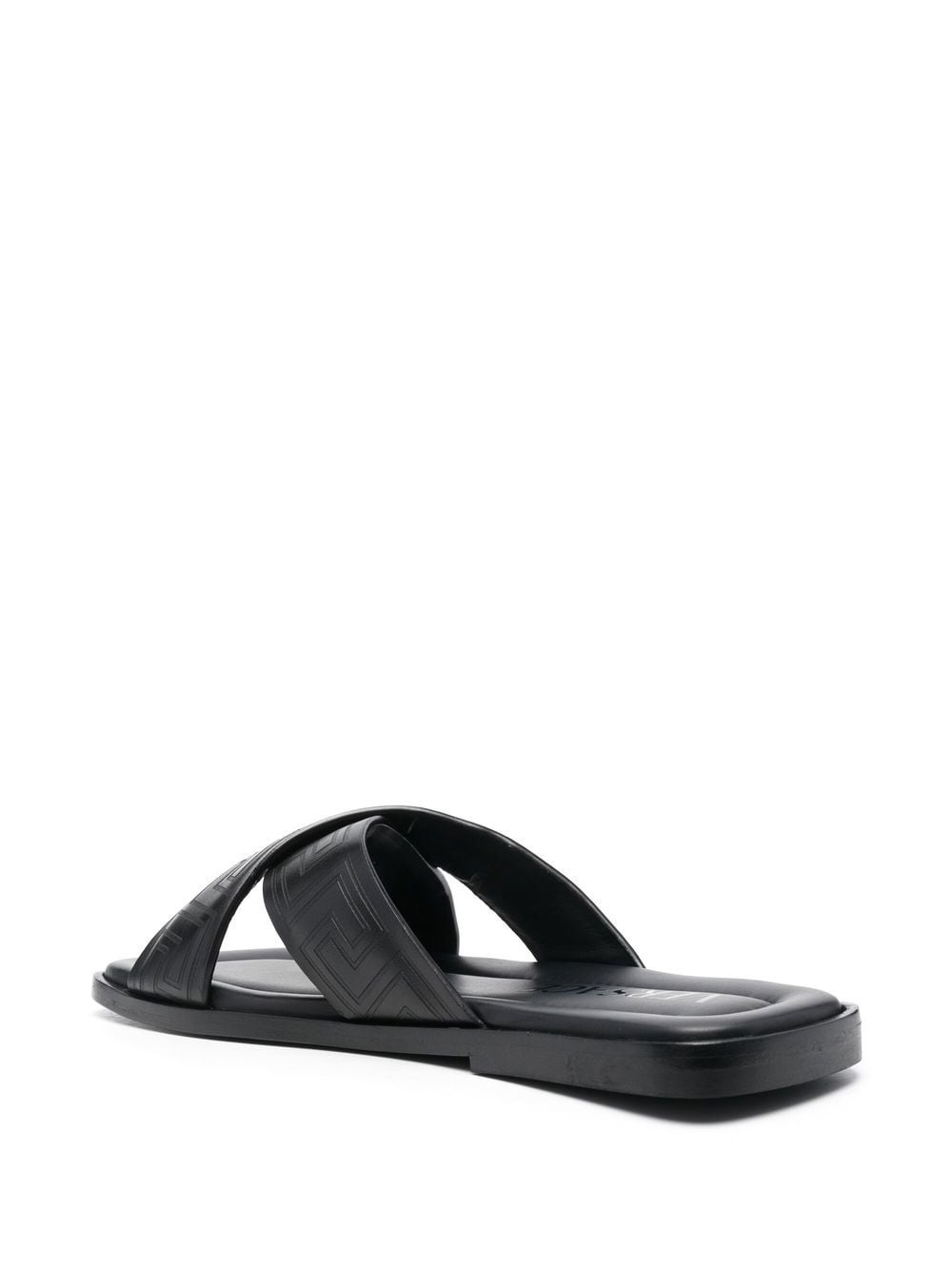 Greca-pattern open-toe slides - 3