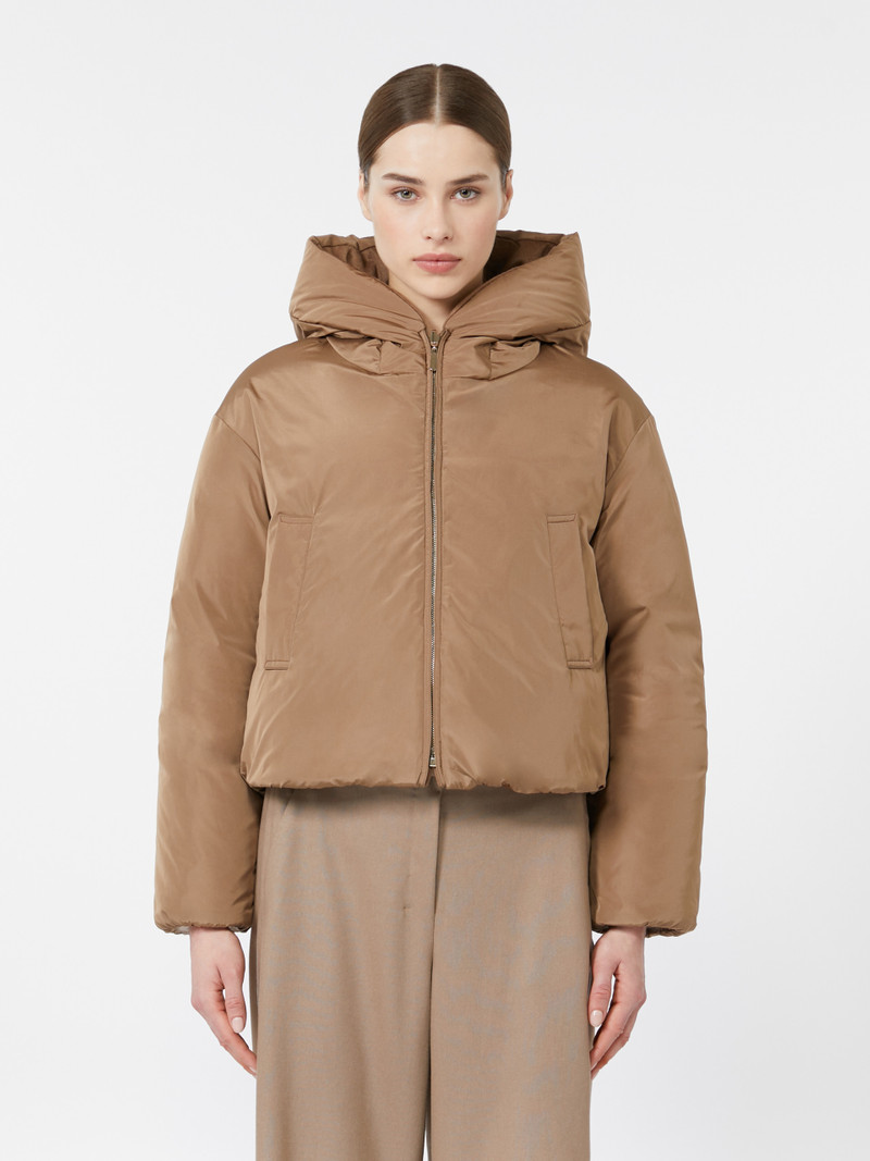 DALIA Reversible down jacket in camel drap and water-repellent taffeta 5