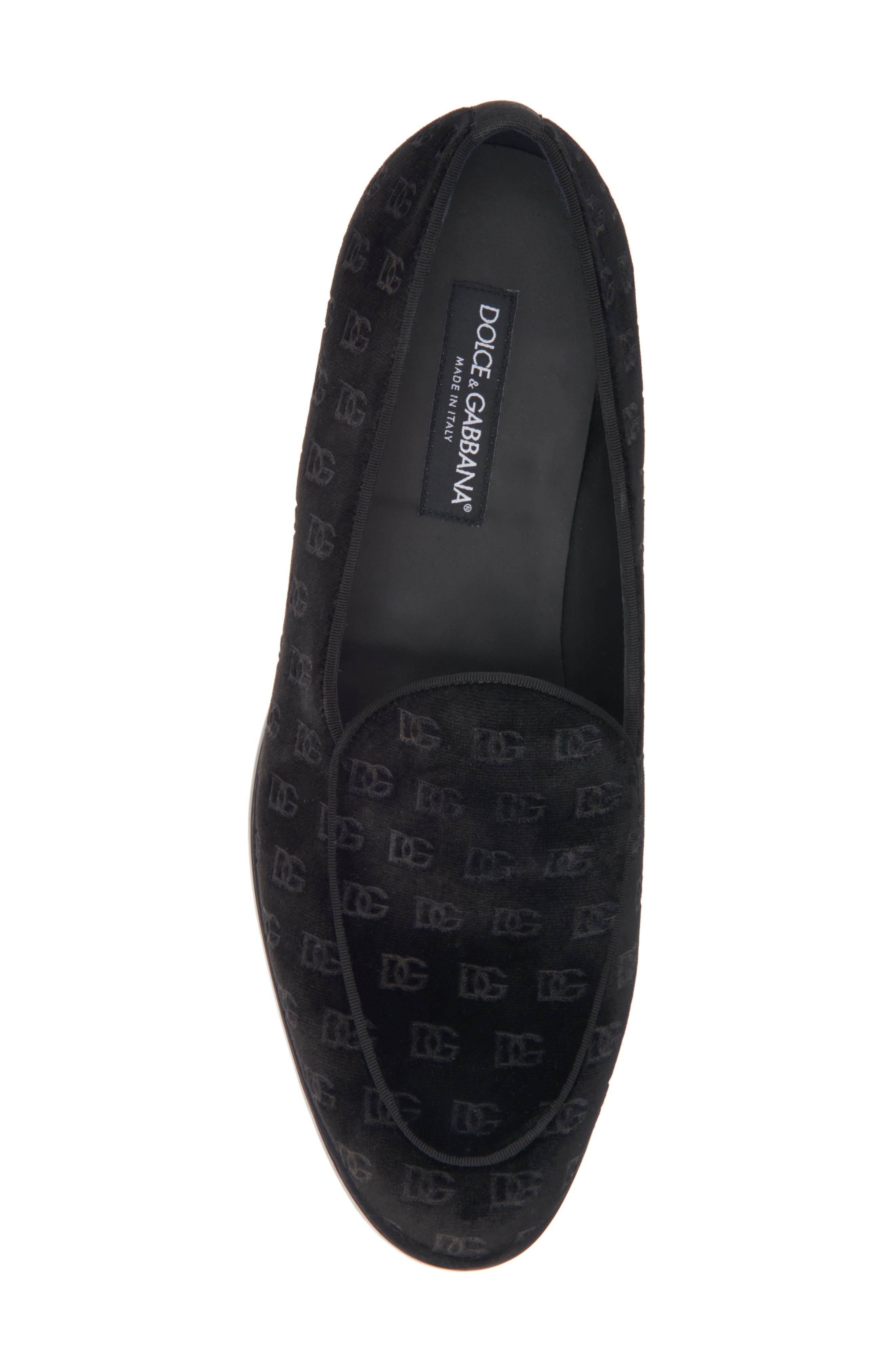 Dolce&Gabbana Logo Monogram Velvet Loafer in 80999-Nero at Nordstrom - 5