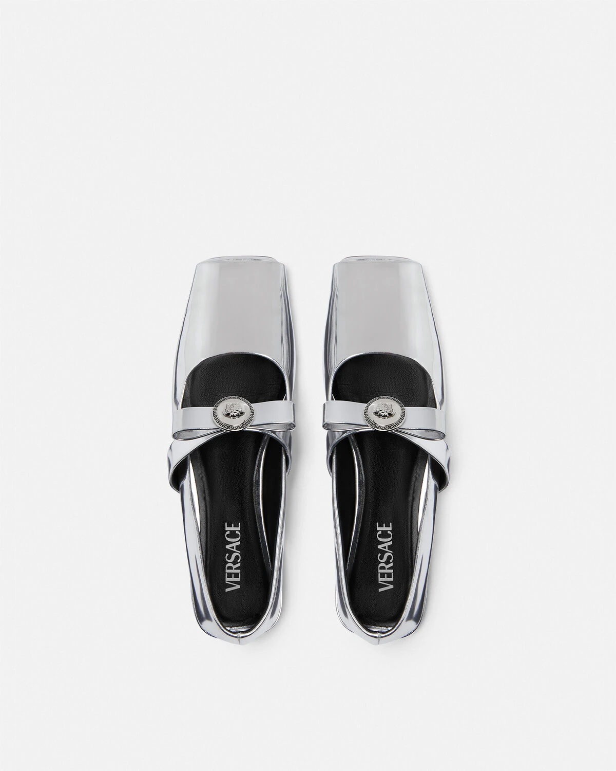 Gianni Ribbon Open Metallic Ballerinas - 4