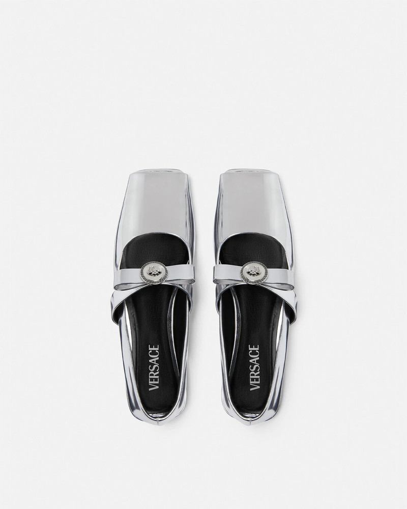 Gianni Ribbon Open Metallic Ballerinas 4