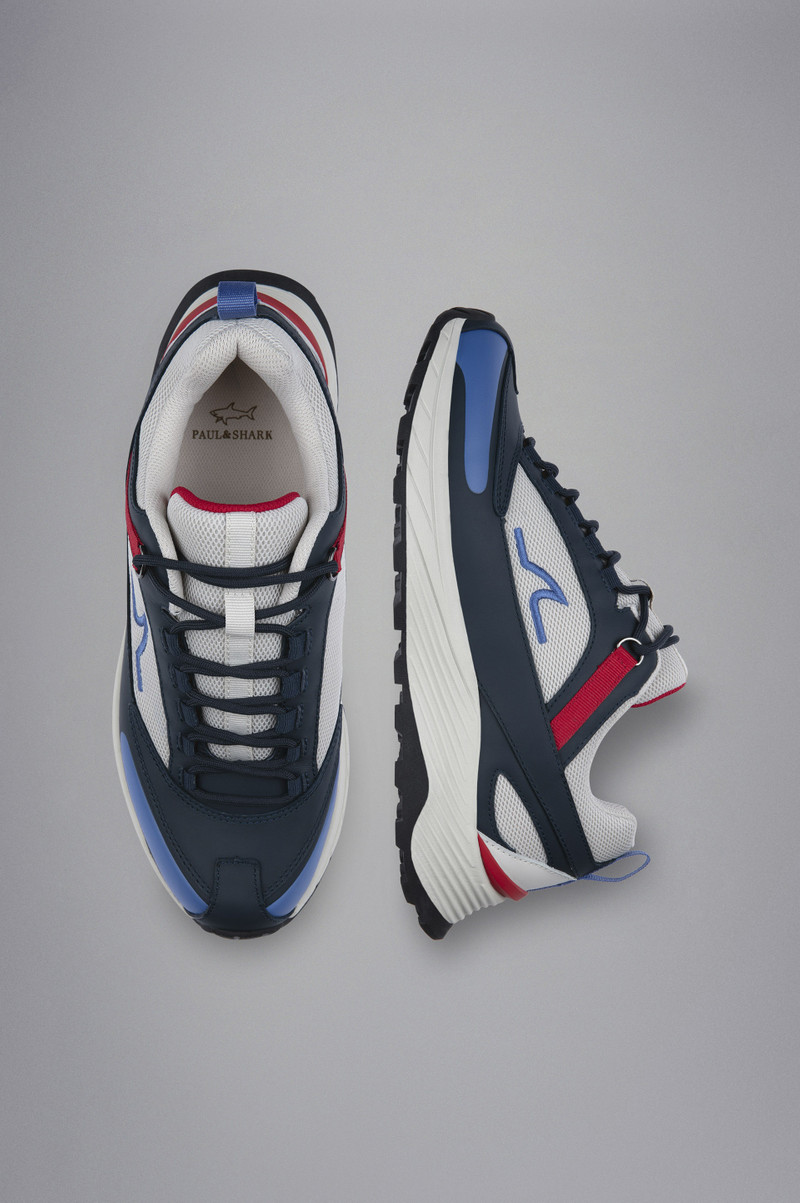 Paul & Shark TECH FABRIC AND LEATHER HYBRID SNEAKERS outlook