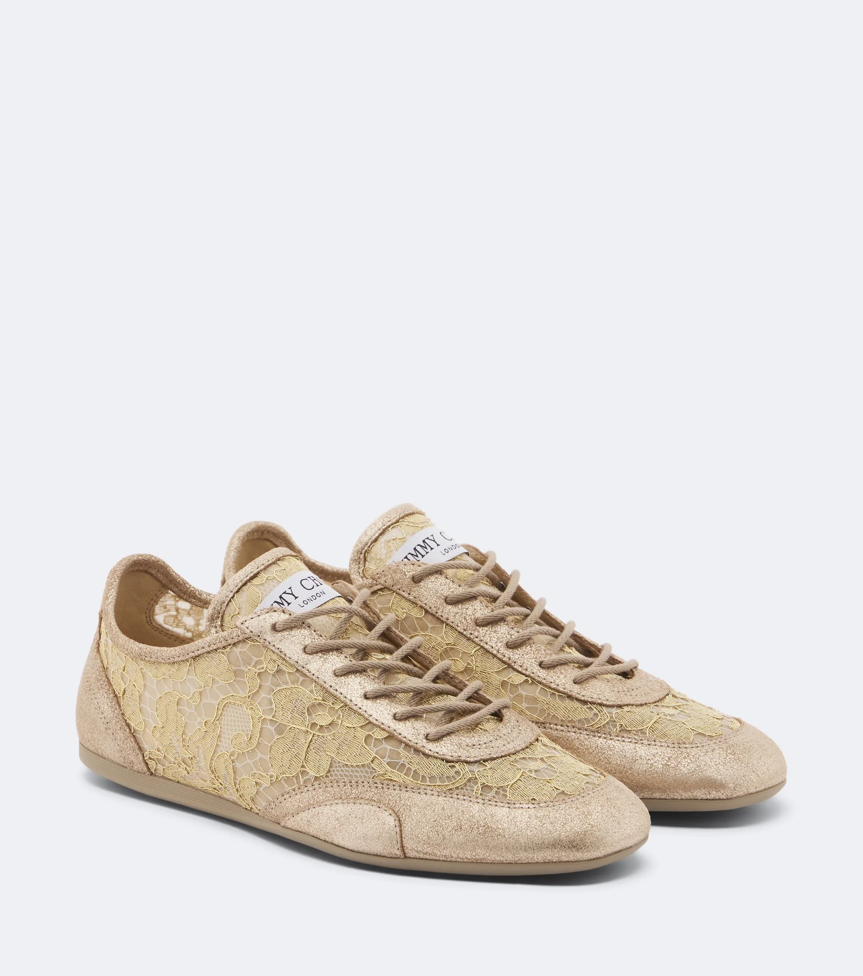 Sunny suede-trimmed lace sneakers - 1