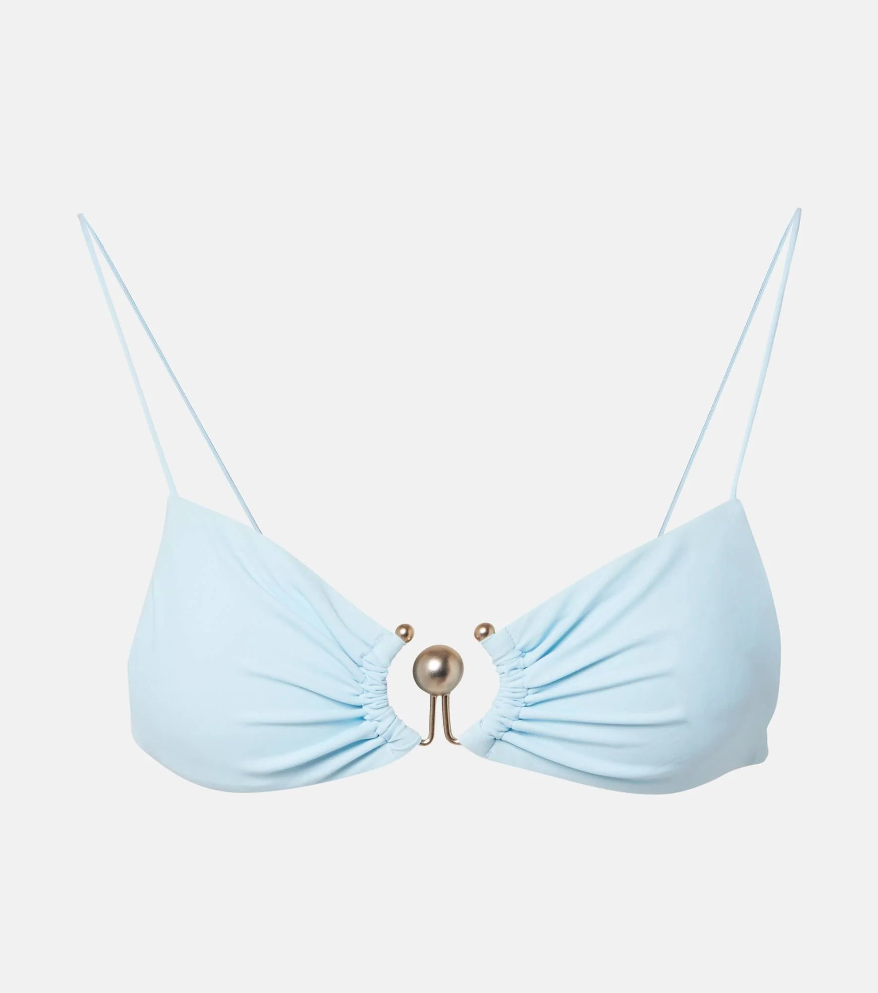 Ring-detail ruched bikini top - 1