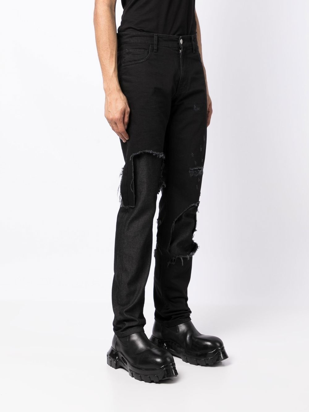 distressed slim-leg jeans - 3