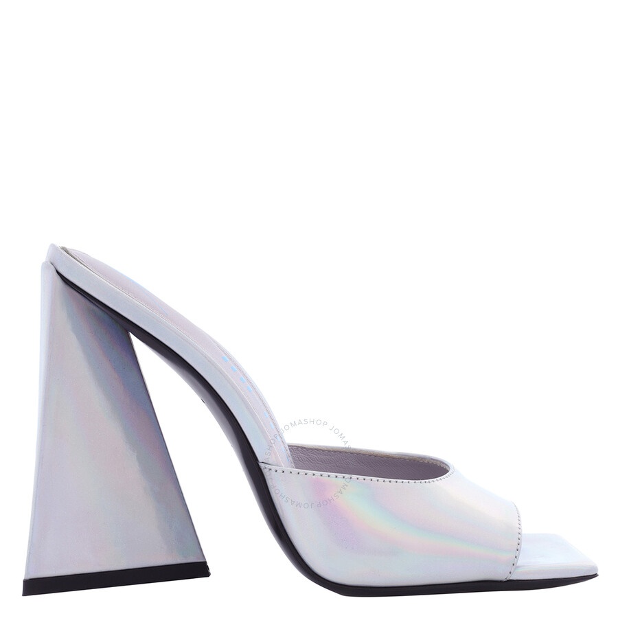 The Attico Ladies Holographic Silver Devon Mules - 1