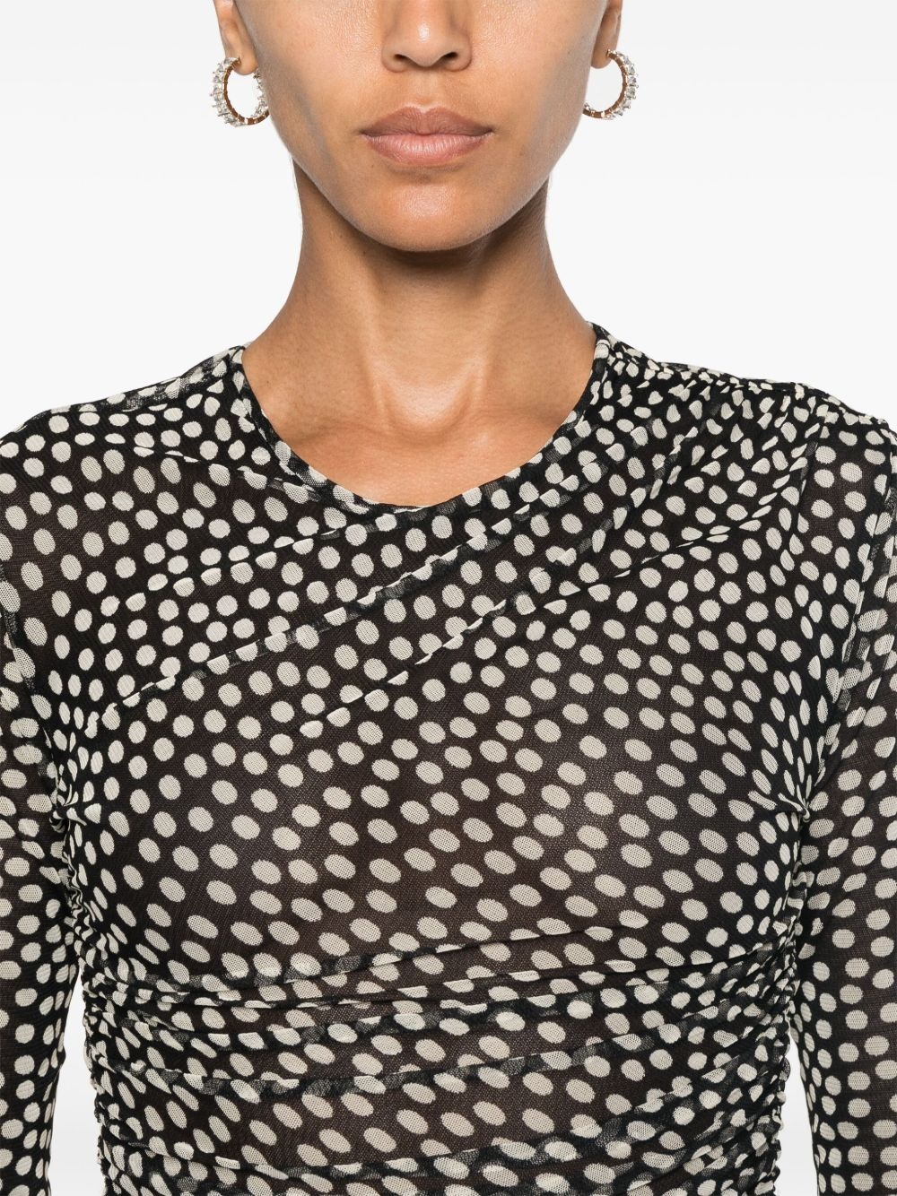 polka-dot ruched tulle minidress - 5
