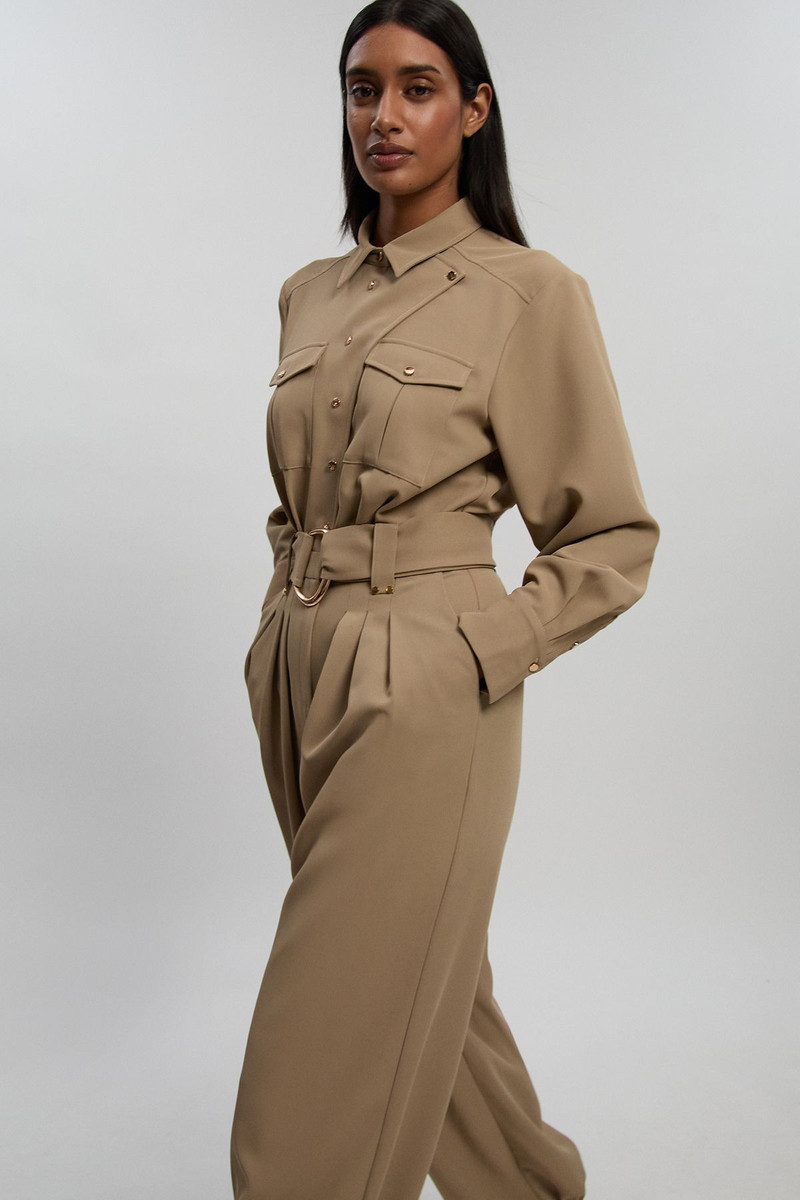 KAREN MILLEN Utility Detail Cuffed Woven Jumpsuit outlook