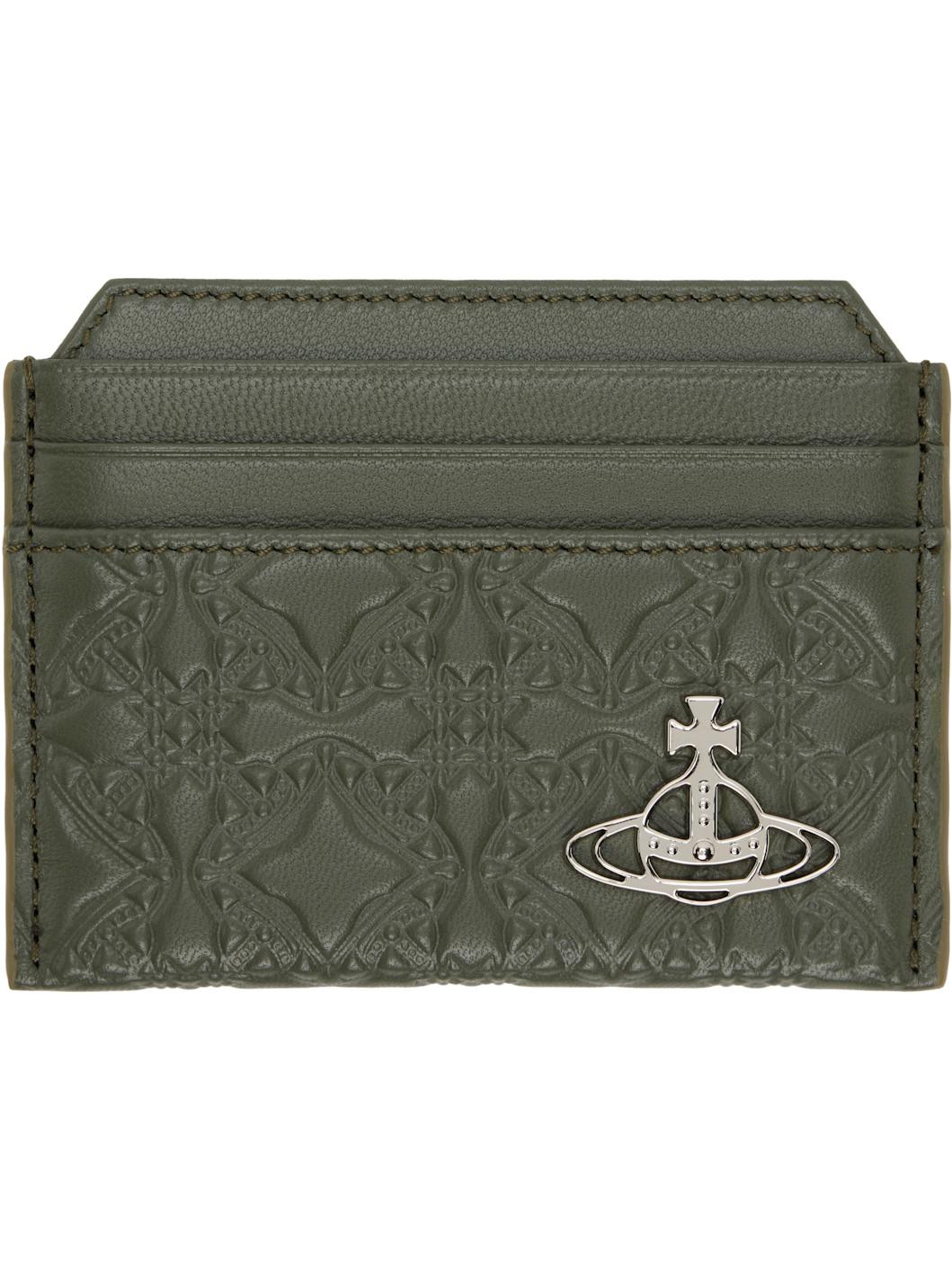 Green Embossed Nappa Slim Card Holder - 1