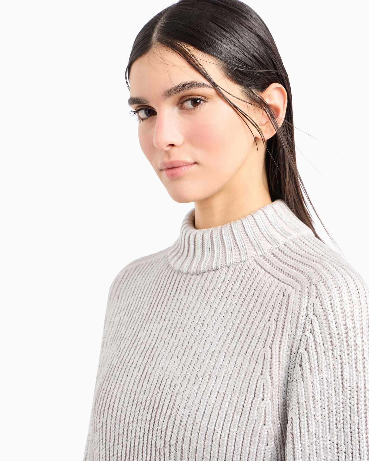 GIORGIO ARMANI NEVE MOCK-NECK JUMPER IN METALLIC-EFFECT VIRGIN WOOL - 5